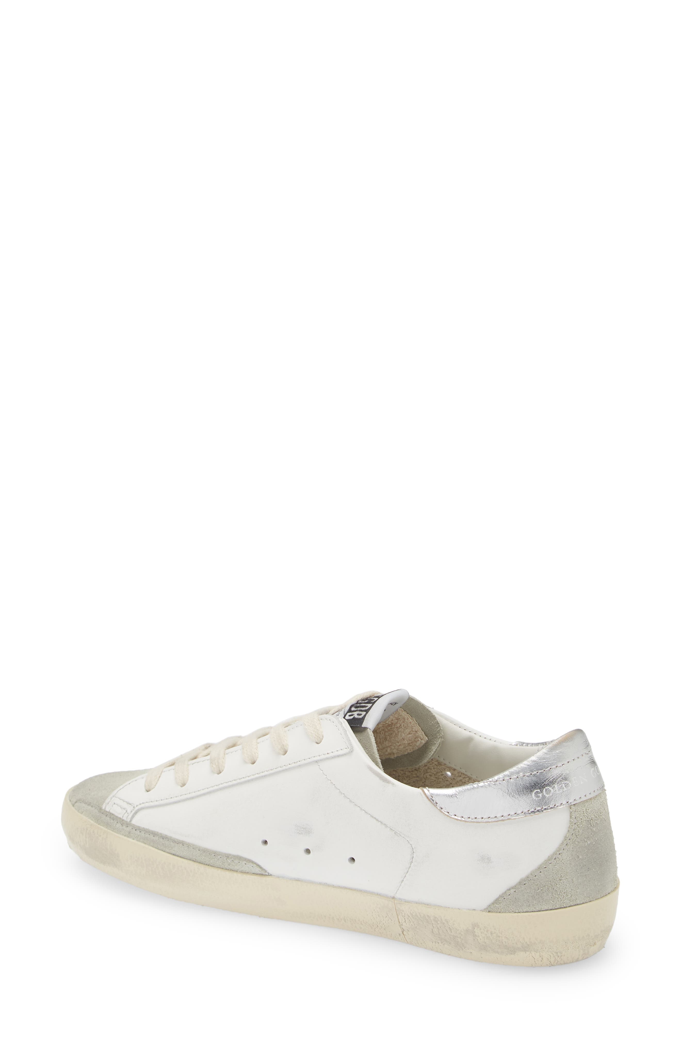 Golden Goose Super-Star Perm-Noos Low Top Sneaker in White/Gold/Silver at Nordstrom - 2