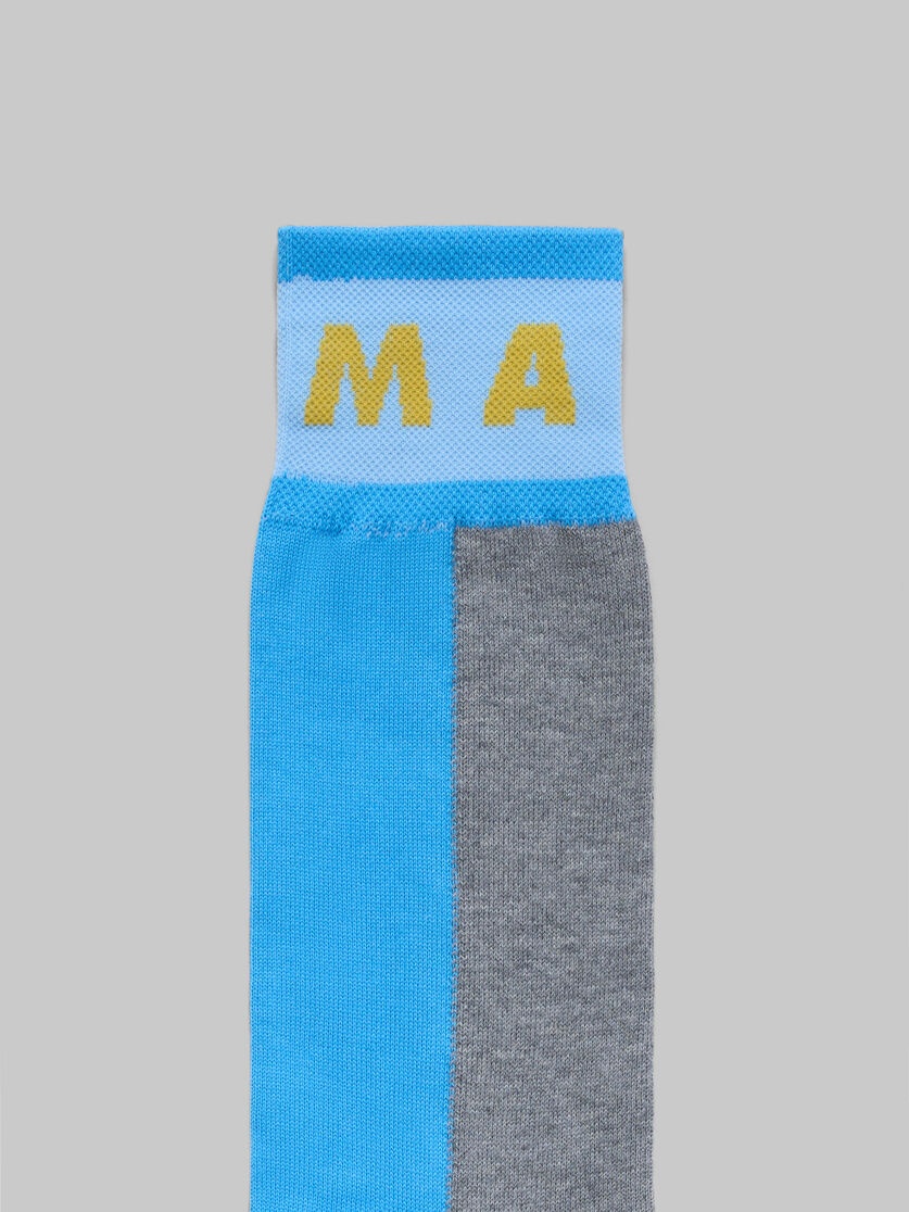 GREY COLOUR-BLOCK COTTON SOCKS - 3
