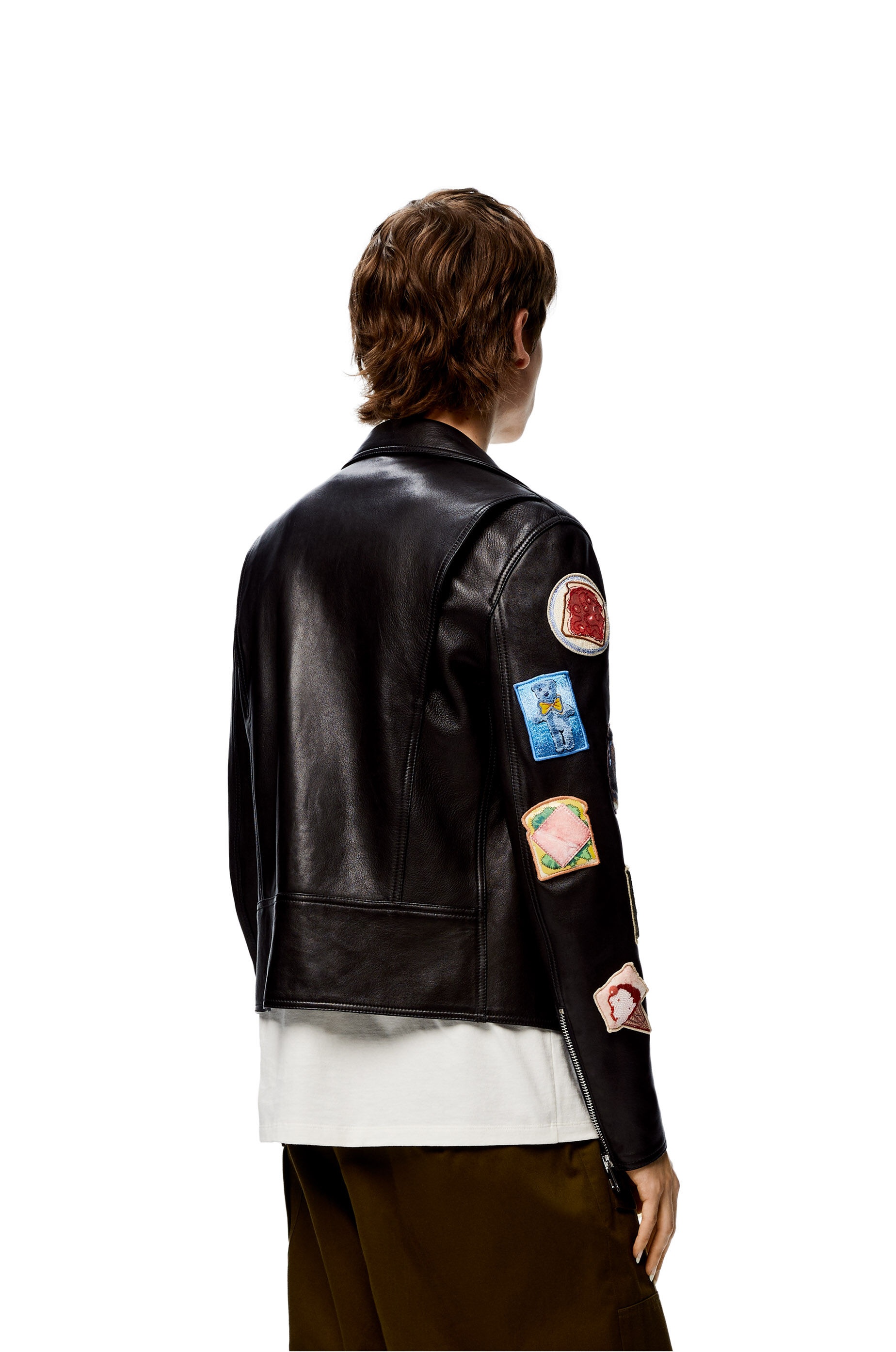 Biker jacket with patches in nappa - 4