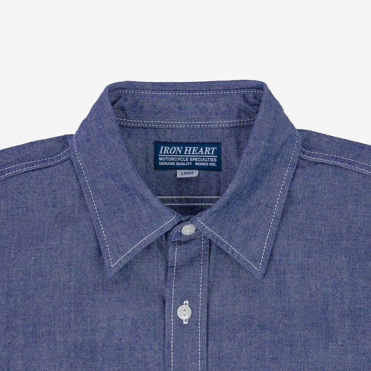 IHSH-363-NAV 10oz Organic Chambray Work Shirt - Navy Blue - 8