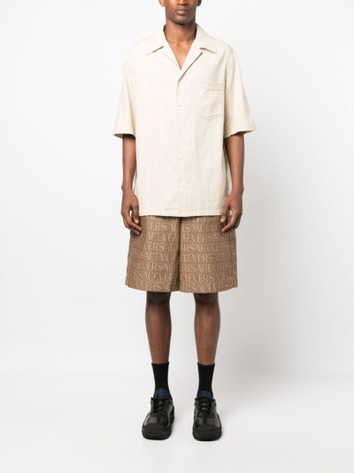 VERSACE Barocco Silhouette-jacquard chambray shirt outlook