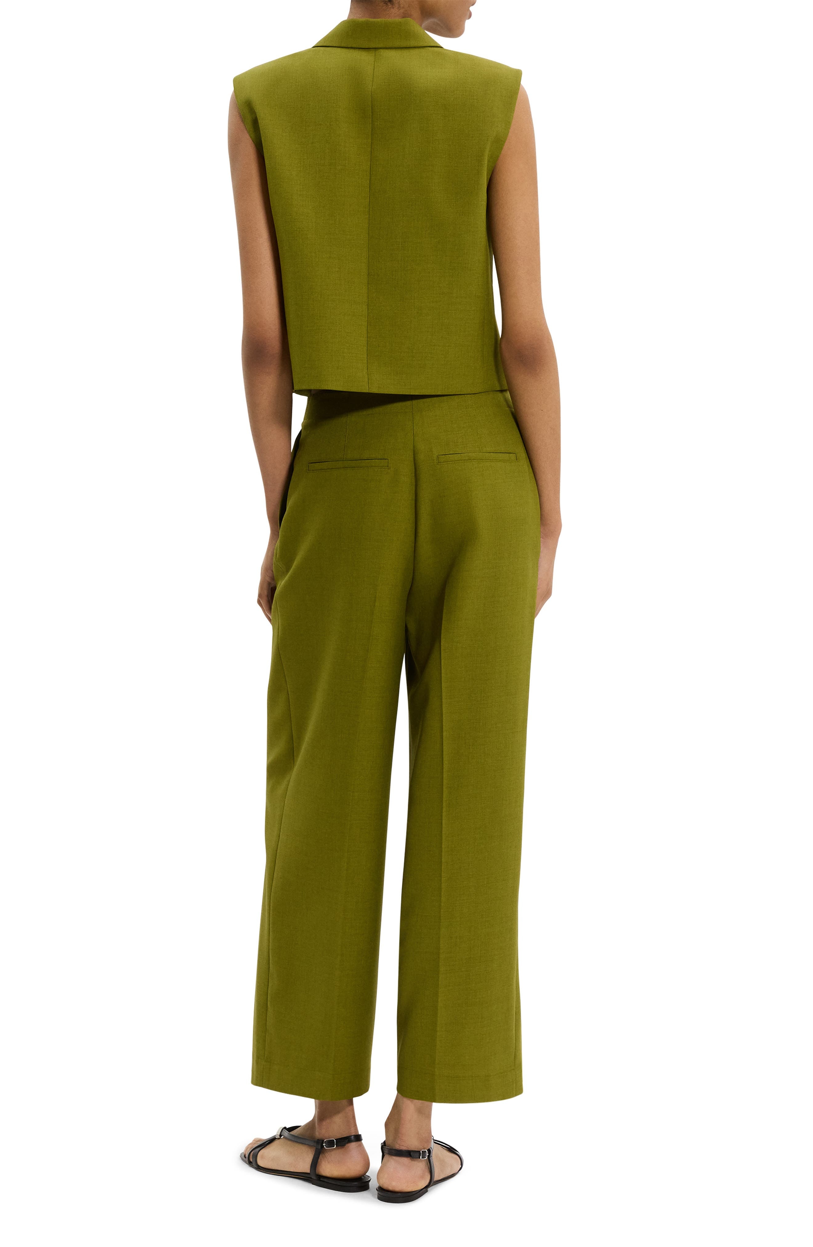 Theory Double Breasted Crop Vest in Avocado at Nordstrom - 8