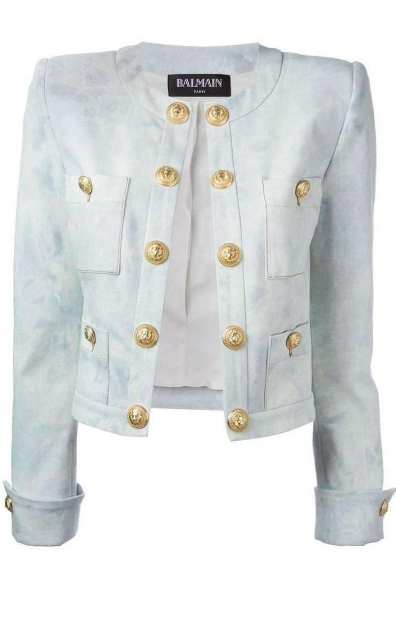 Cropped Stretch Cotton Denim Blazer - 1