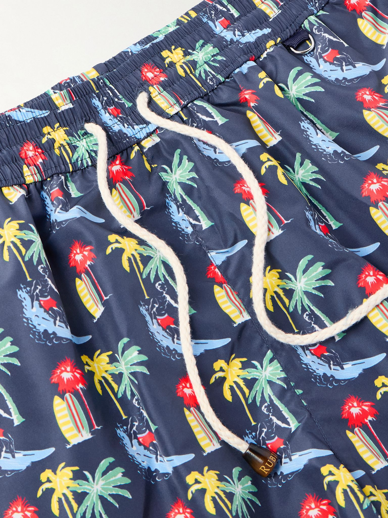Straight-Leg Mid-Length Printed Swim Shorts Blue - 4