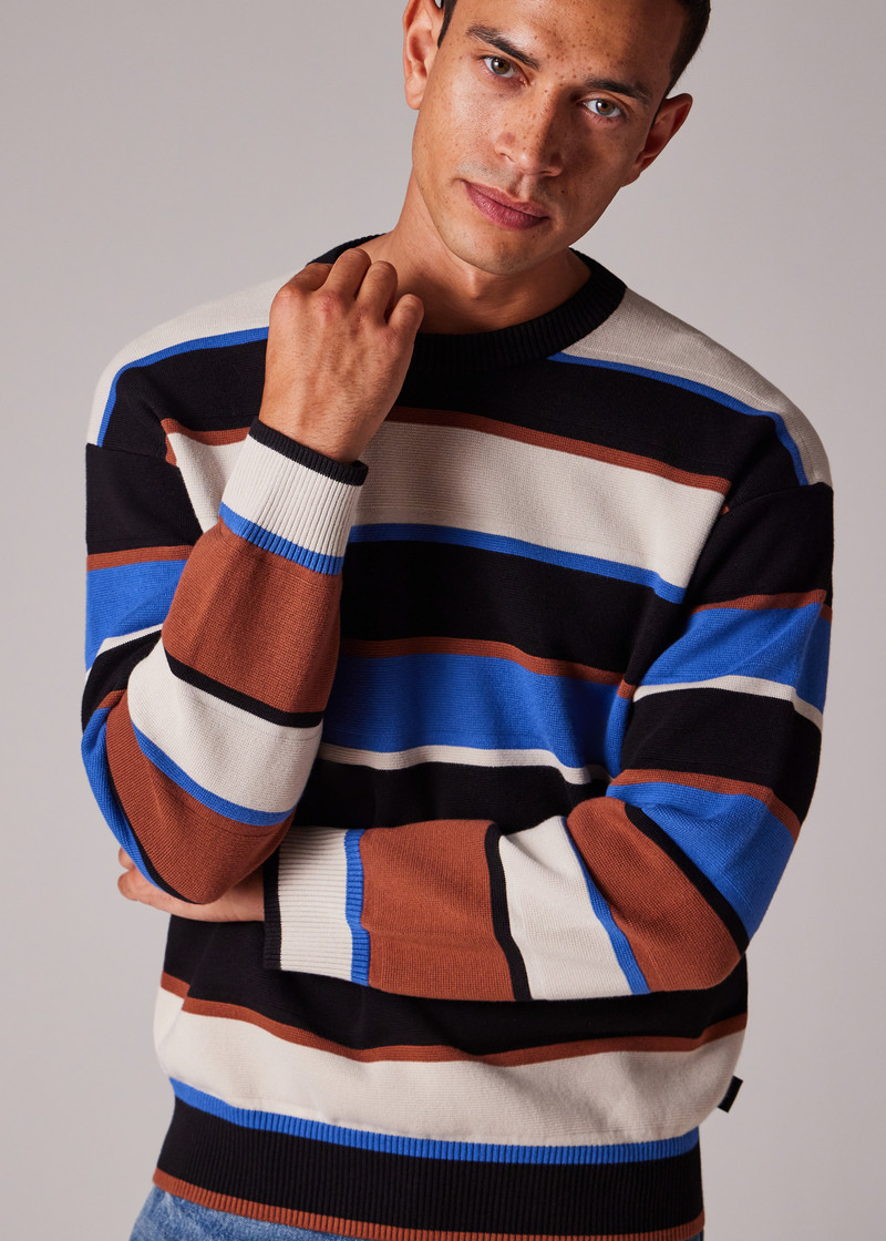 Black And Blue Stripe Milano Cotton Sweater 4