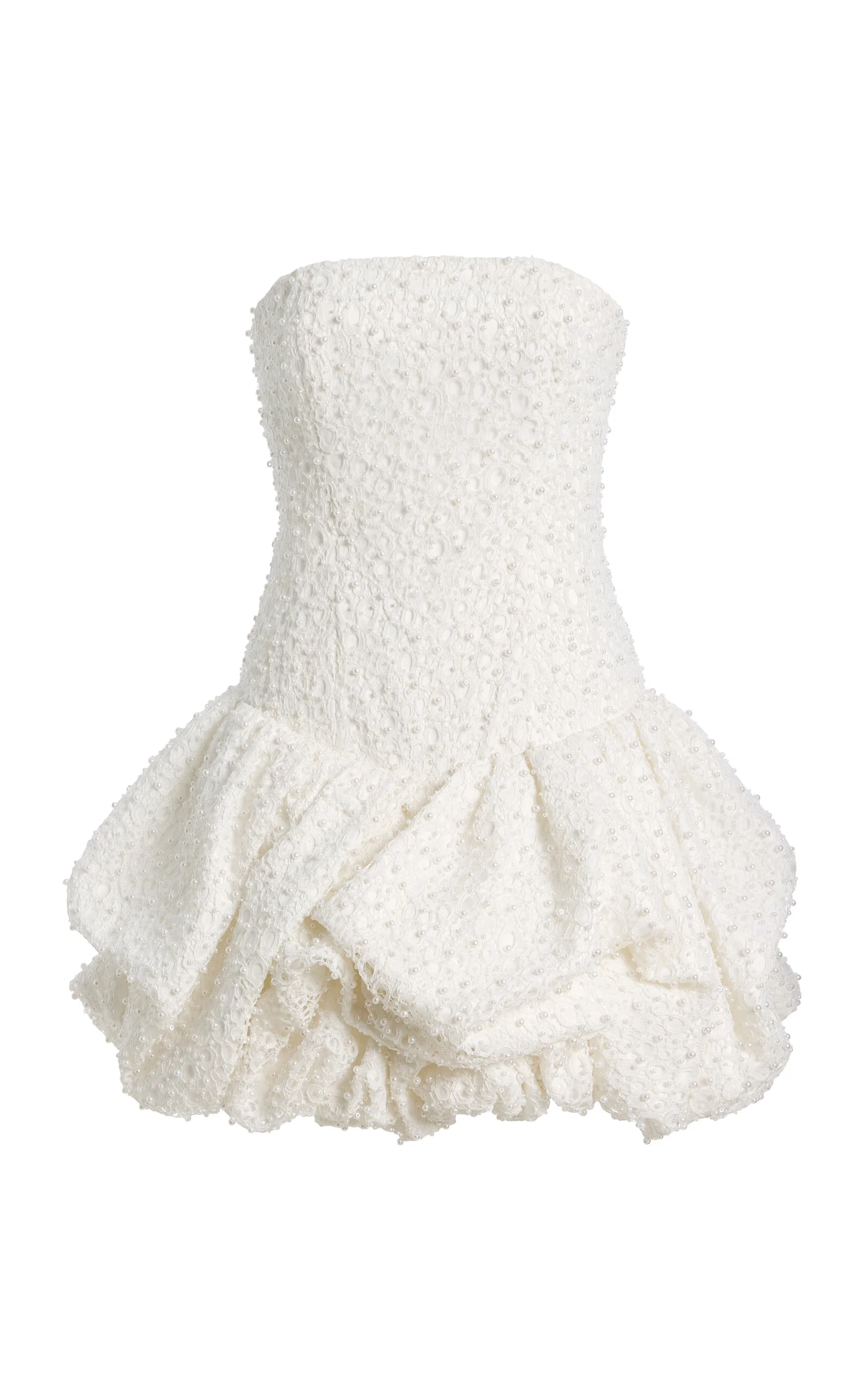 Juniper Pearl-Embellished Lace Bubble Mini Dress ivory - 1
