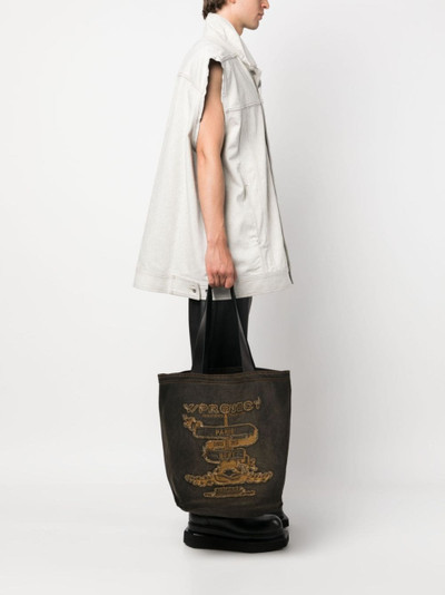 Y/Project Paris' Best logo-embroidered denim tote bag outlook