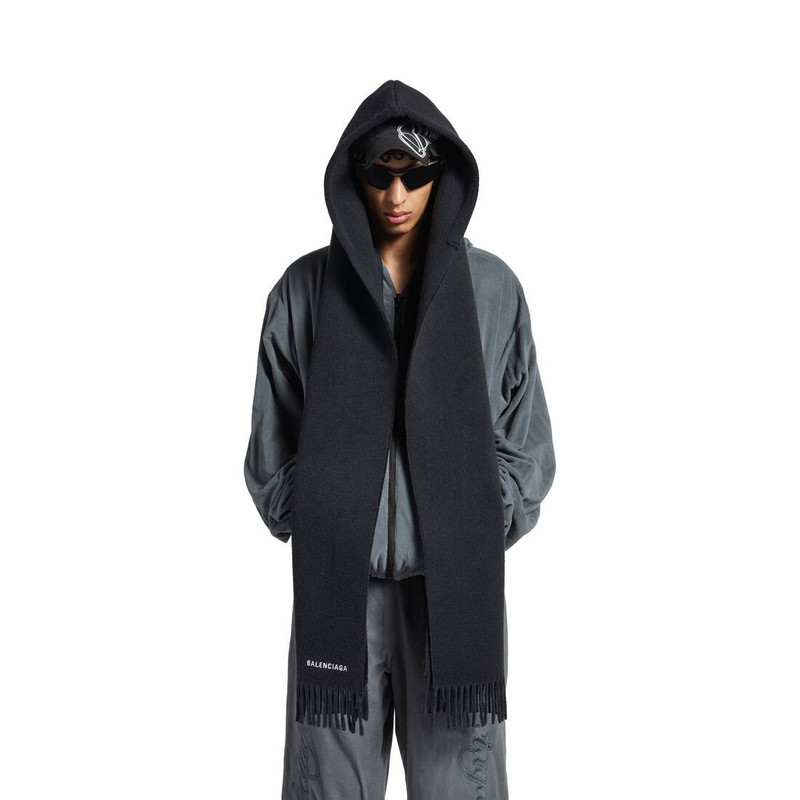 Men's Hooded Scarf in Faded Black 5