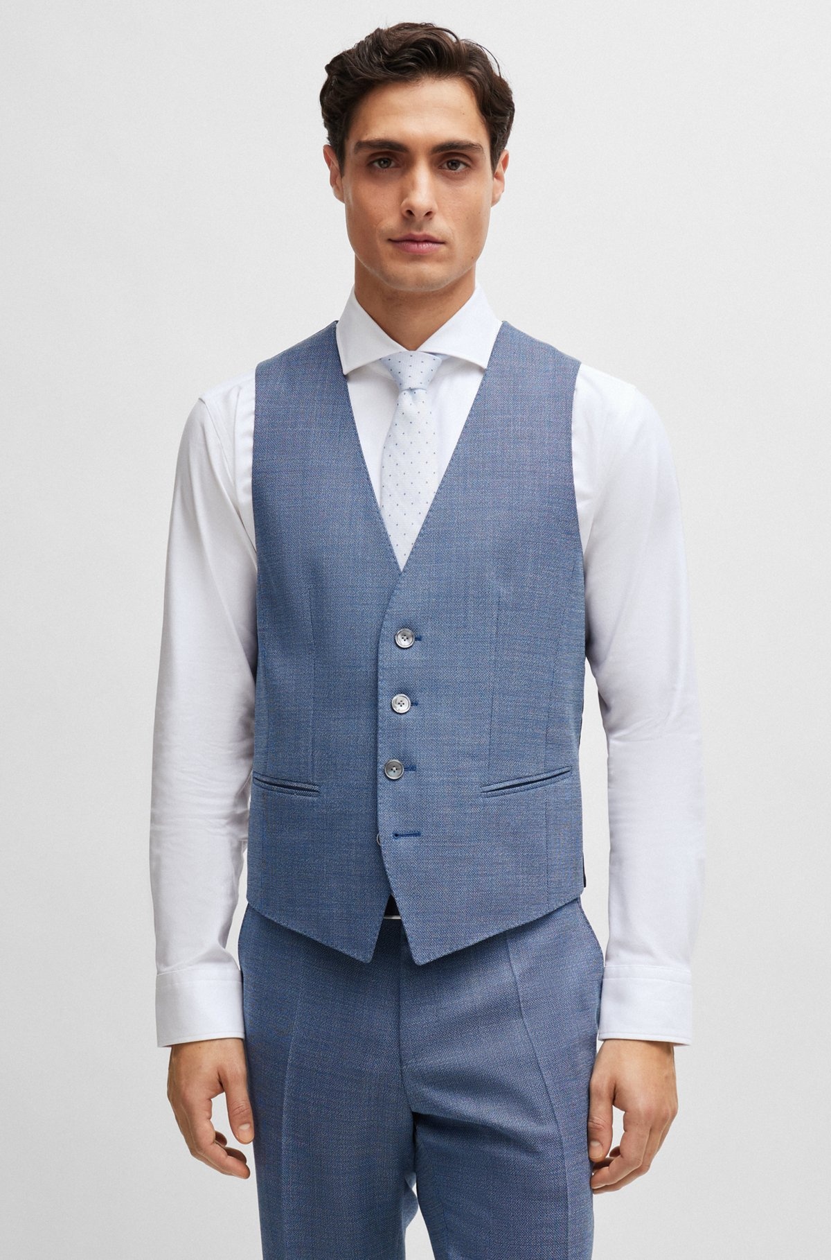 SLIM-FIT SUIT IN A HOPSACK-WEAVE WOOL BLEND - 6
