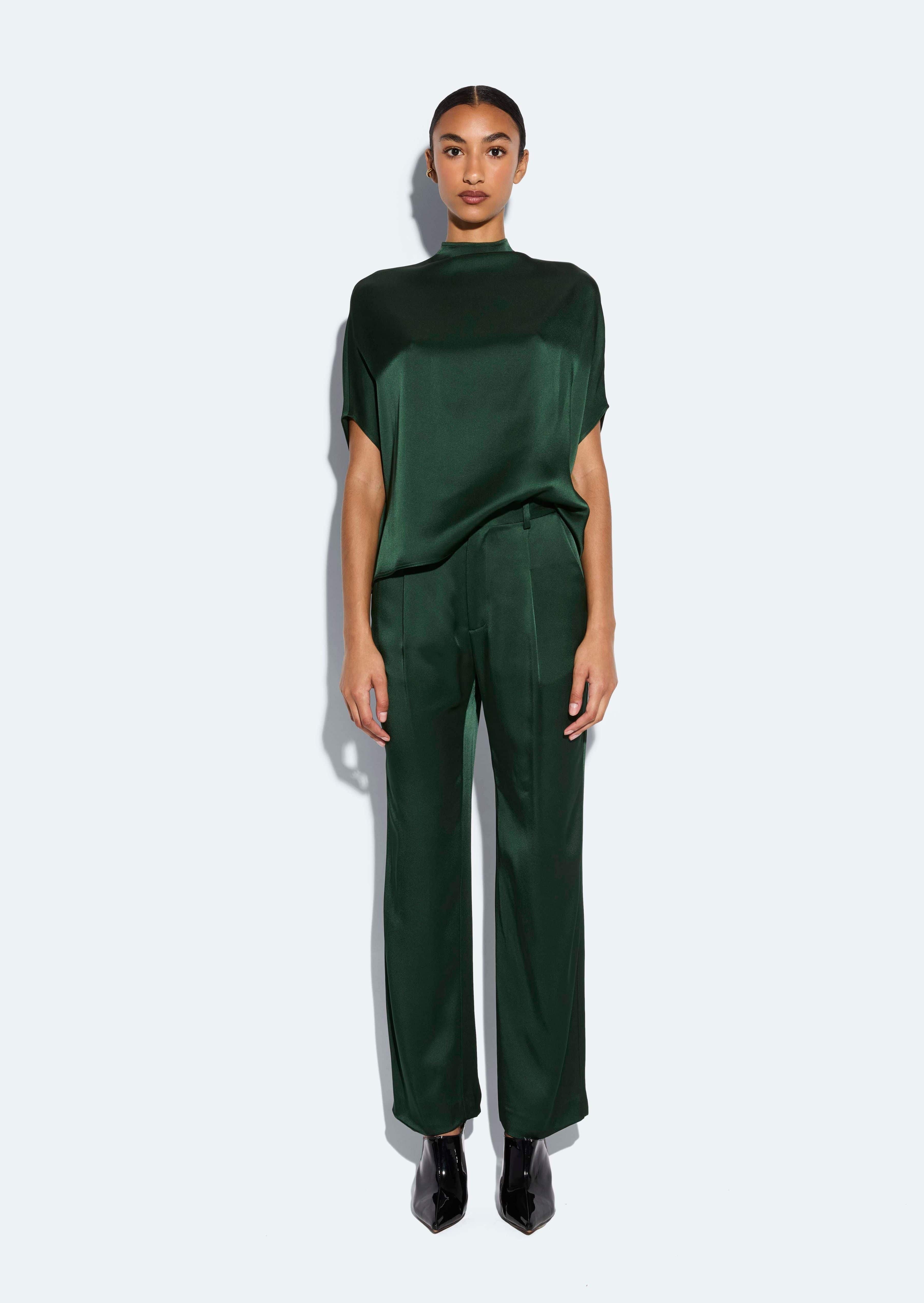 Satin Tapered Pleated Pant - 3