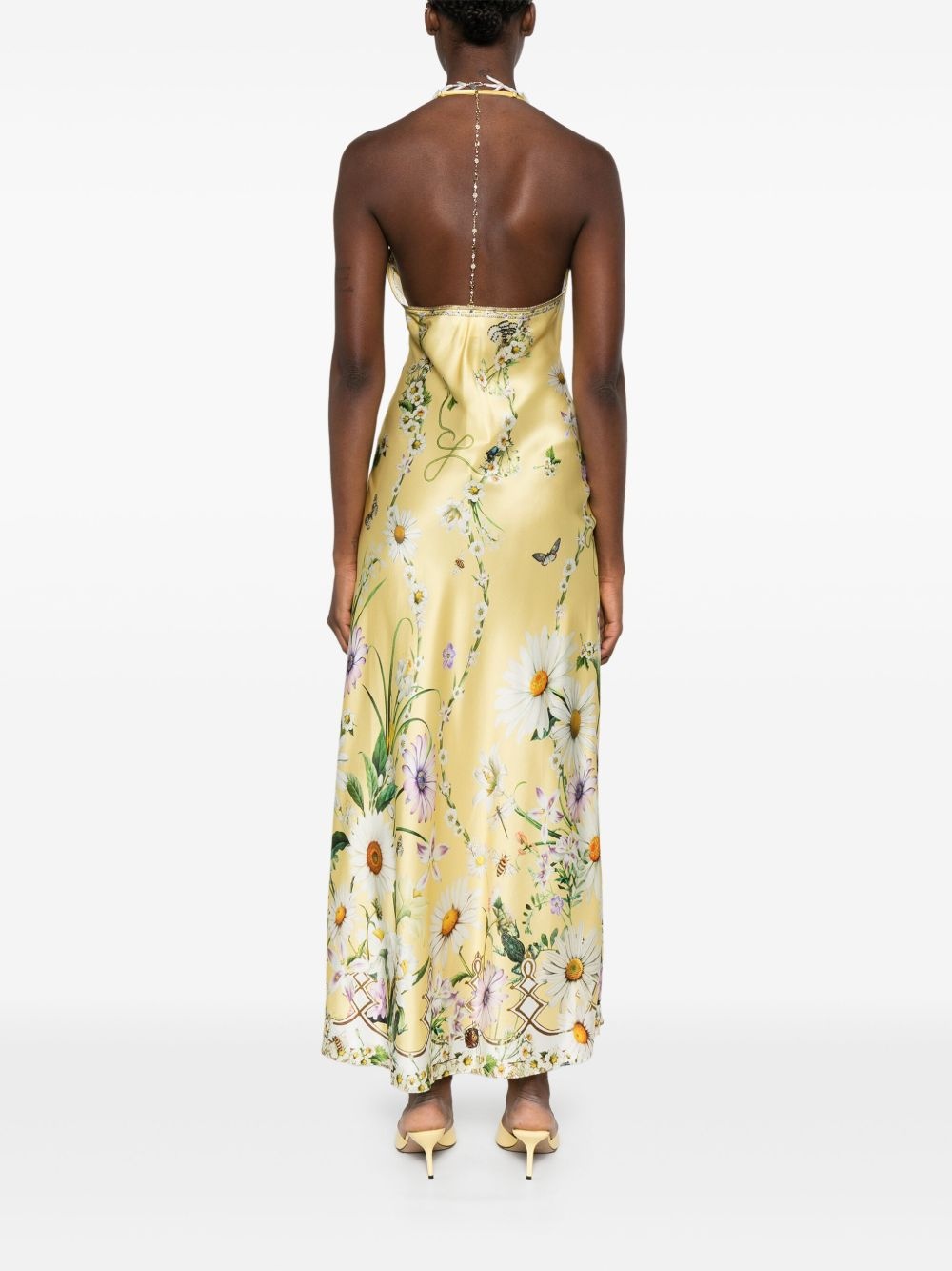 floral-print silk dress - 4