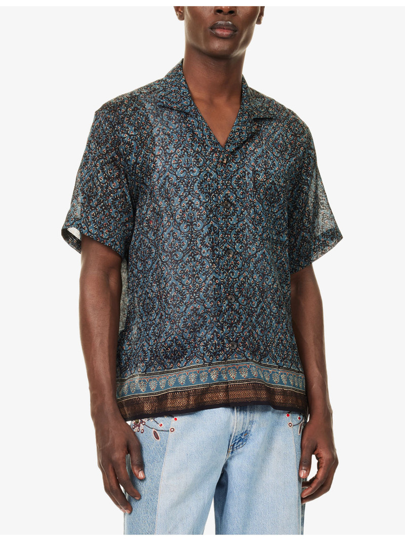 Pattern Camp-Collar Silk Shirt 3