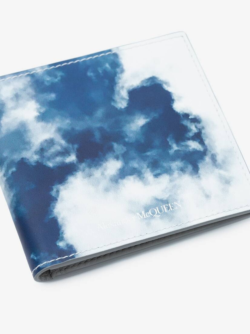 Alexander McQueen Blue Sky Billfold Wallet in White/blue outlook