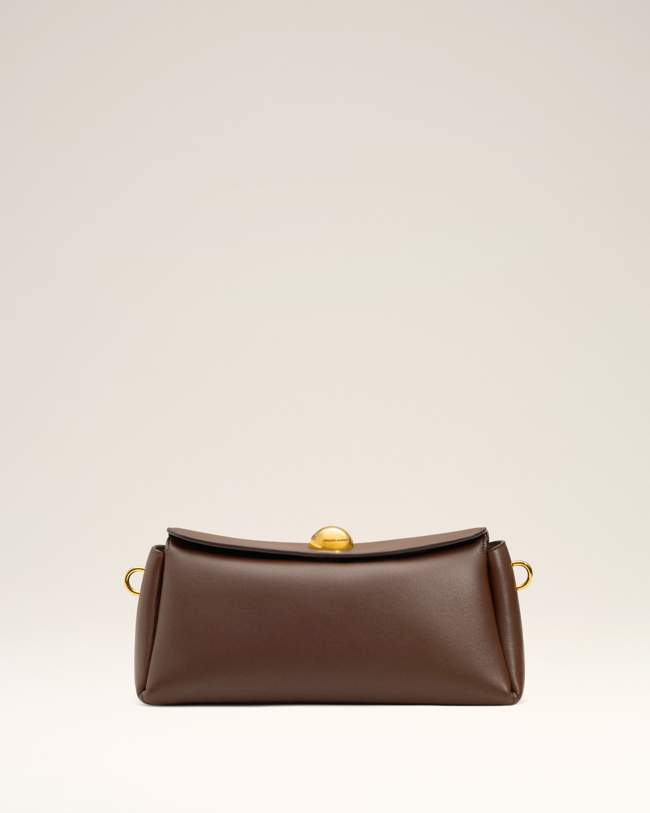 BROWN  SMOOTH LEATHER CARROUSEL BAG - 3