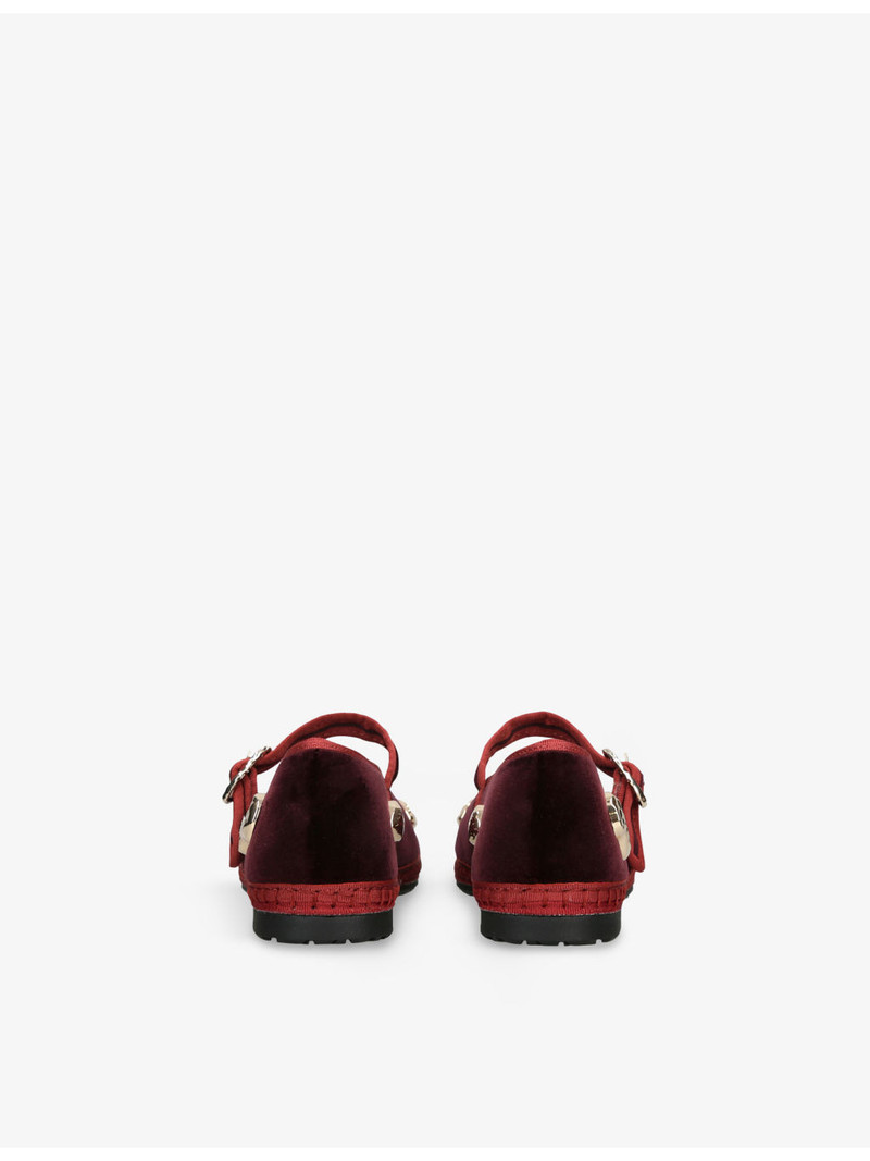 FLABELUS Mae Pierre Jewel Velvet Mary-Jane Flats outlook