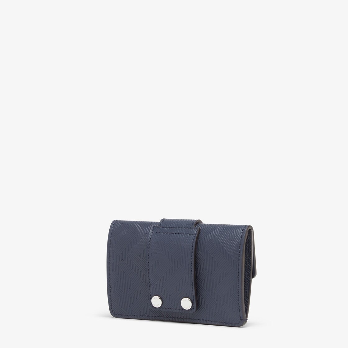 Baguette card holder with square flap and FF magnetic clasp. Can be worn on the waist. Made of blue  - 2