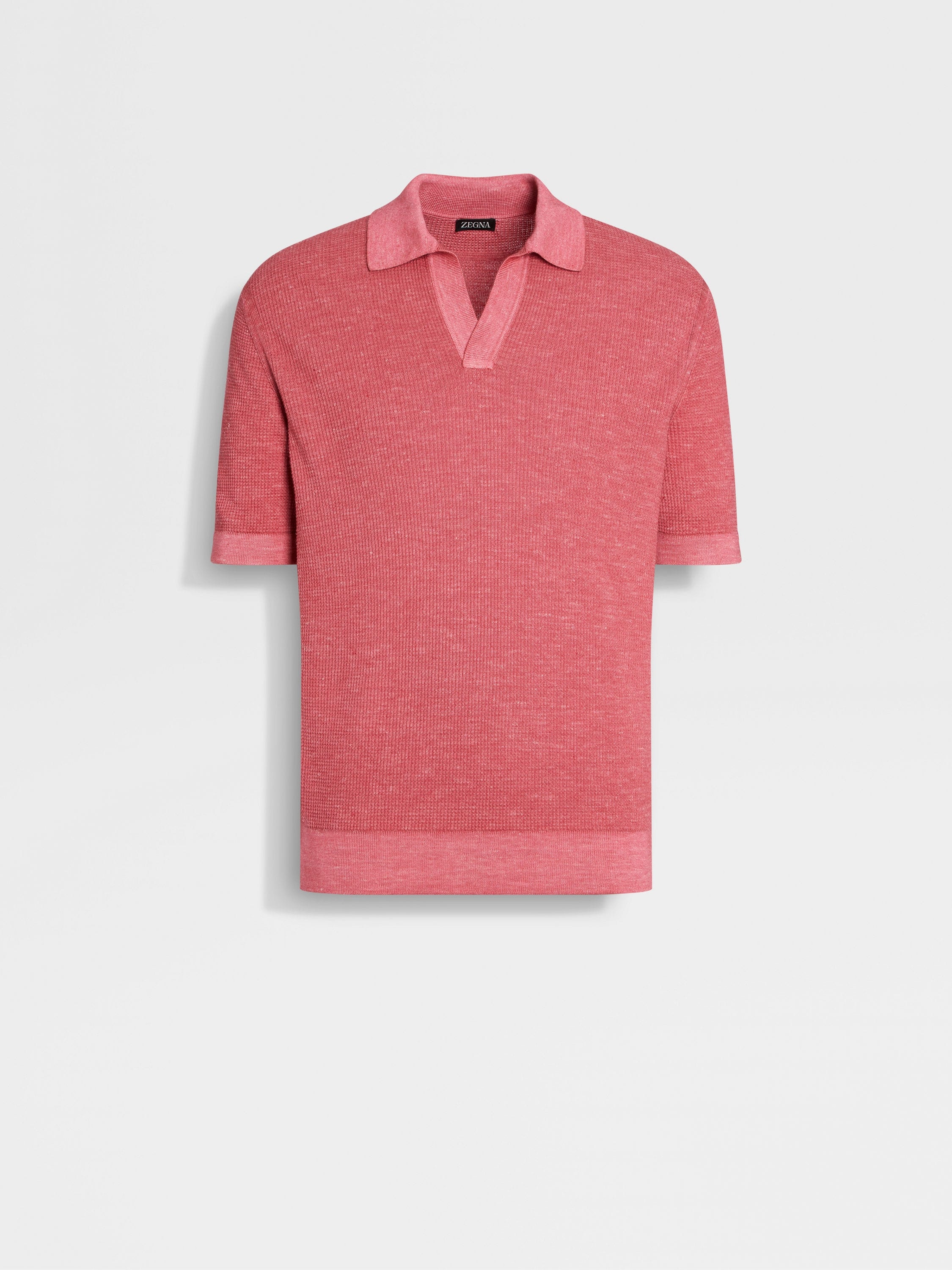 FUCHSIA MÉLANGE SILK CASHMERE AND LINEN POLO SHIRT - 1
