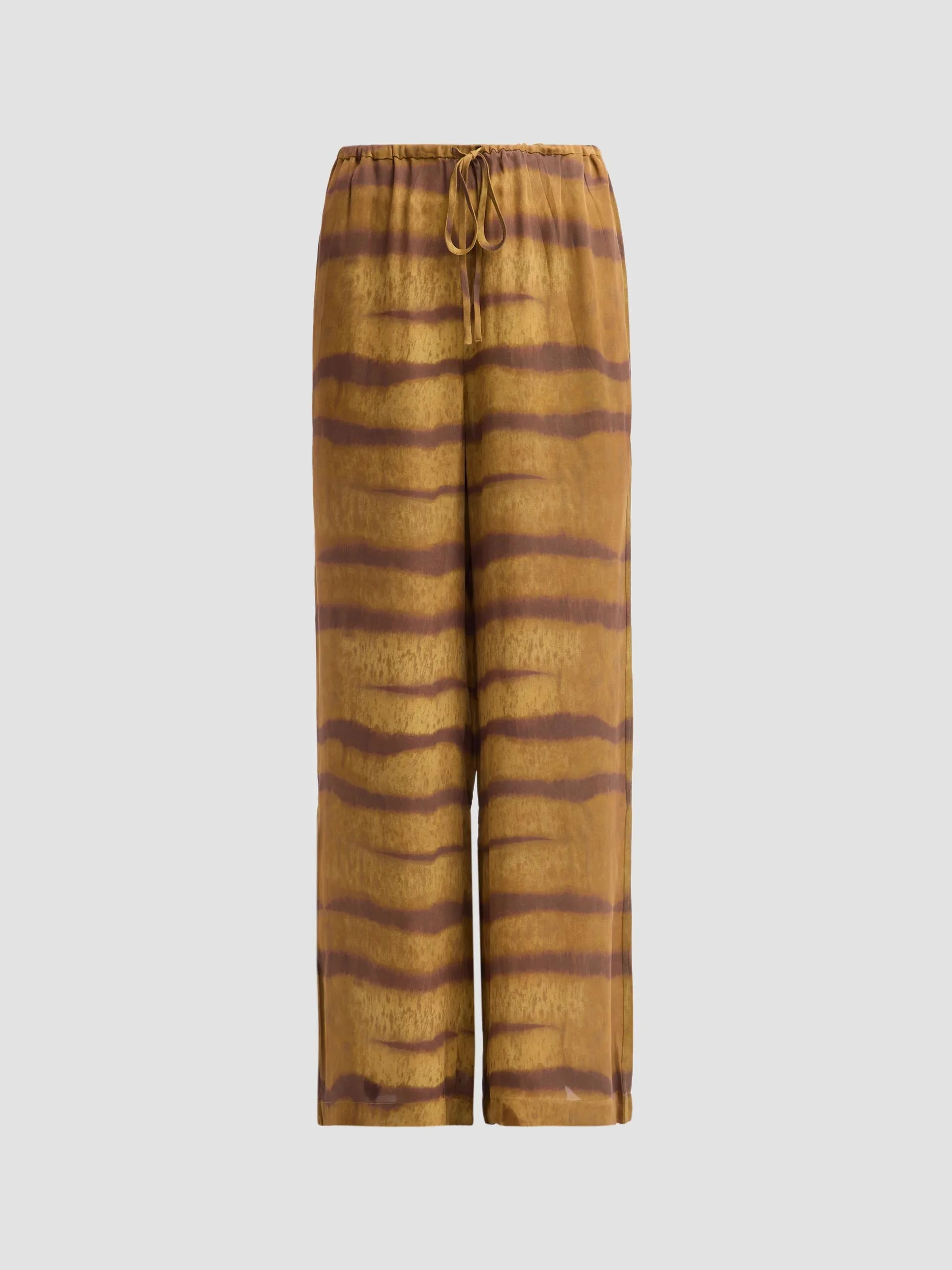 Women's Tiger-Striped Silk Lounge Pants - Light Tiger Multi - 1
