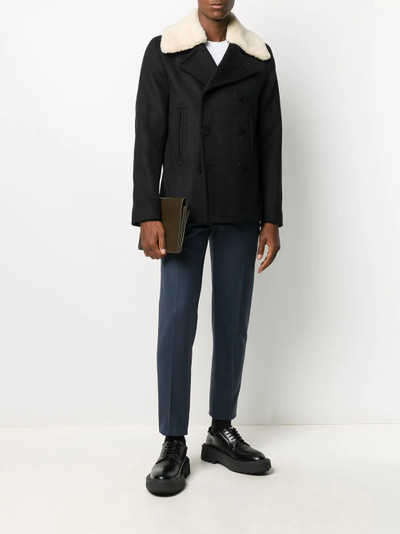 Sandro contrast collar double breasted coat  outlook