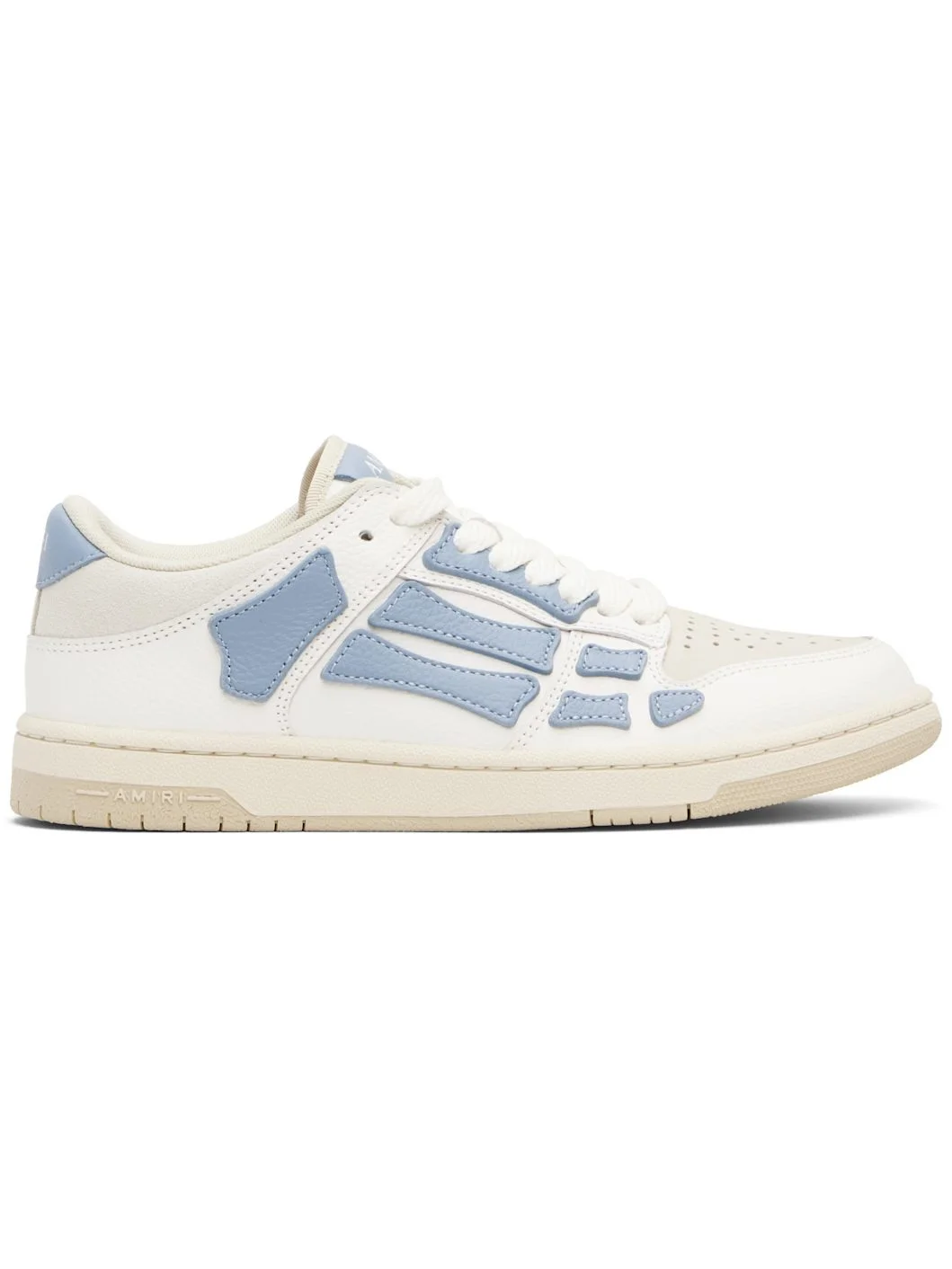 White & Blue Skel Top Low Sneakers - 1