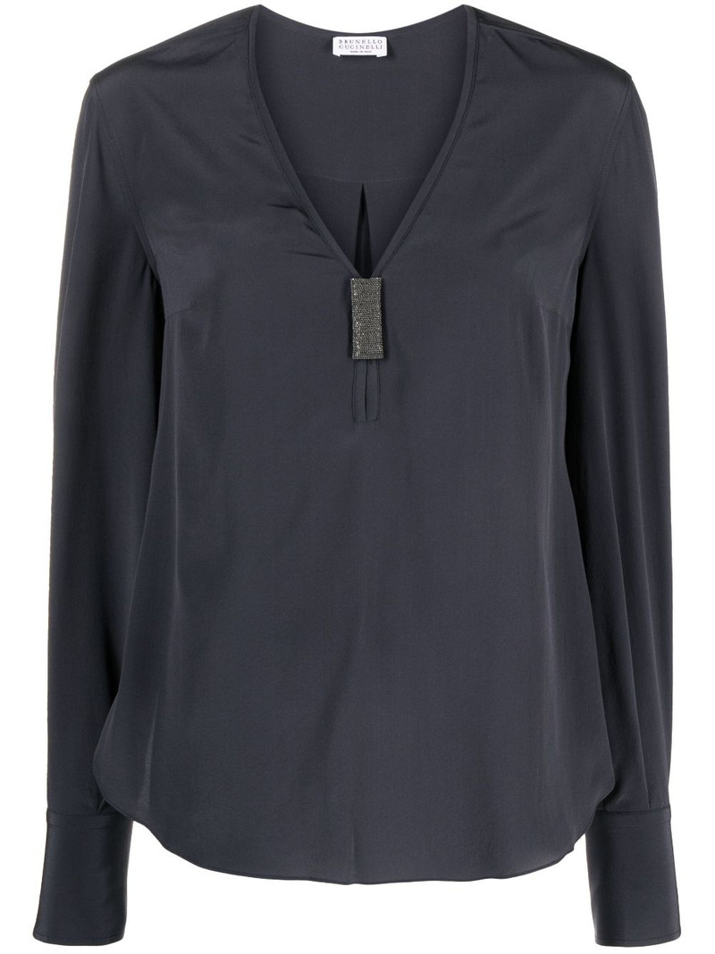 bead-detail silk blouse 1