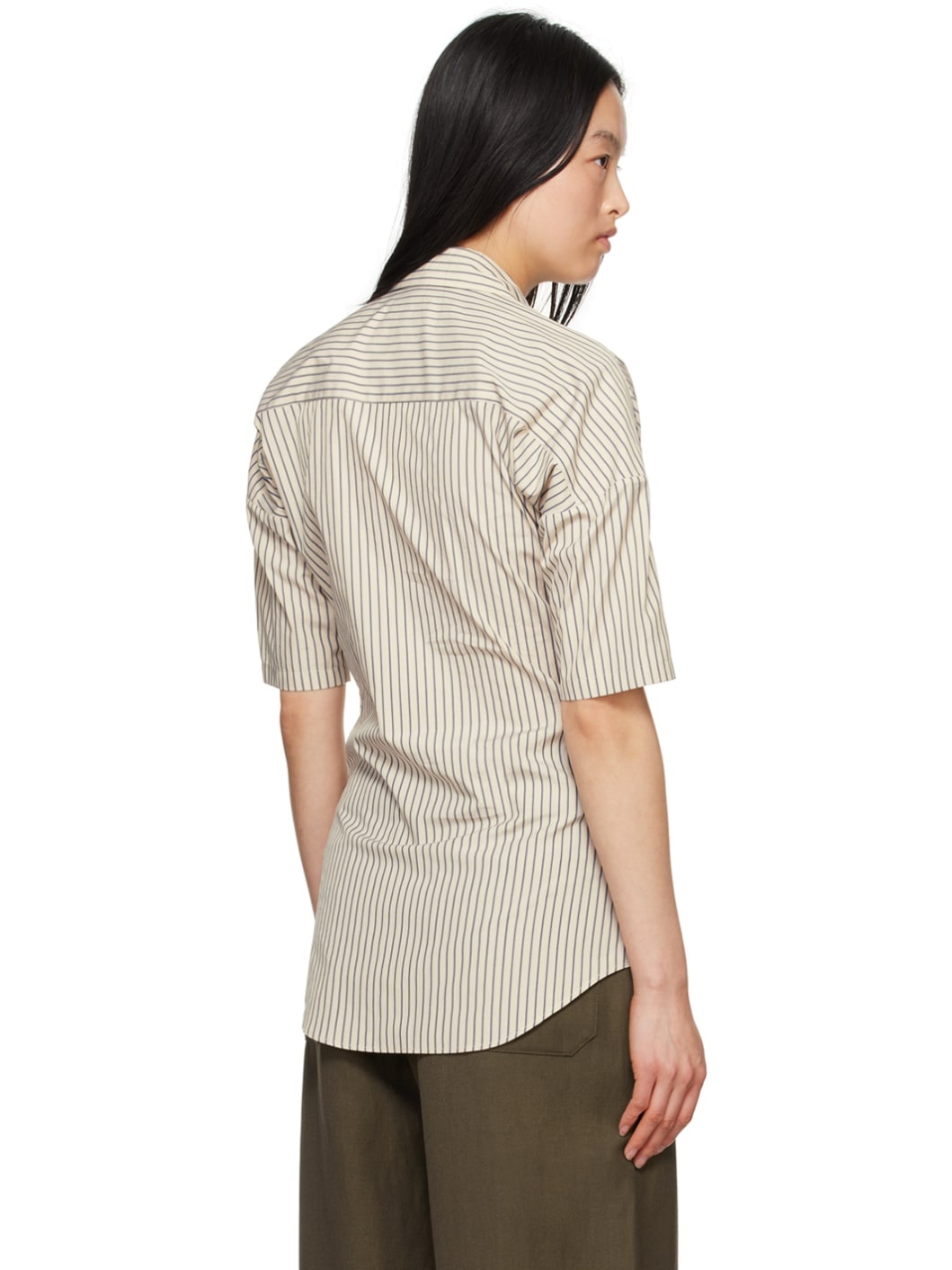 Off-White & Navy Stripe Shirt - 3