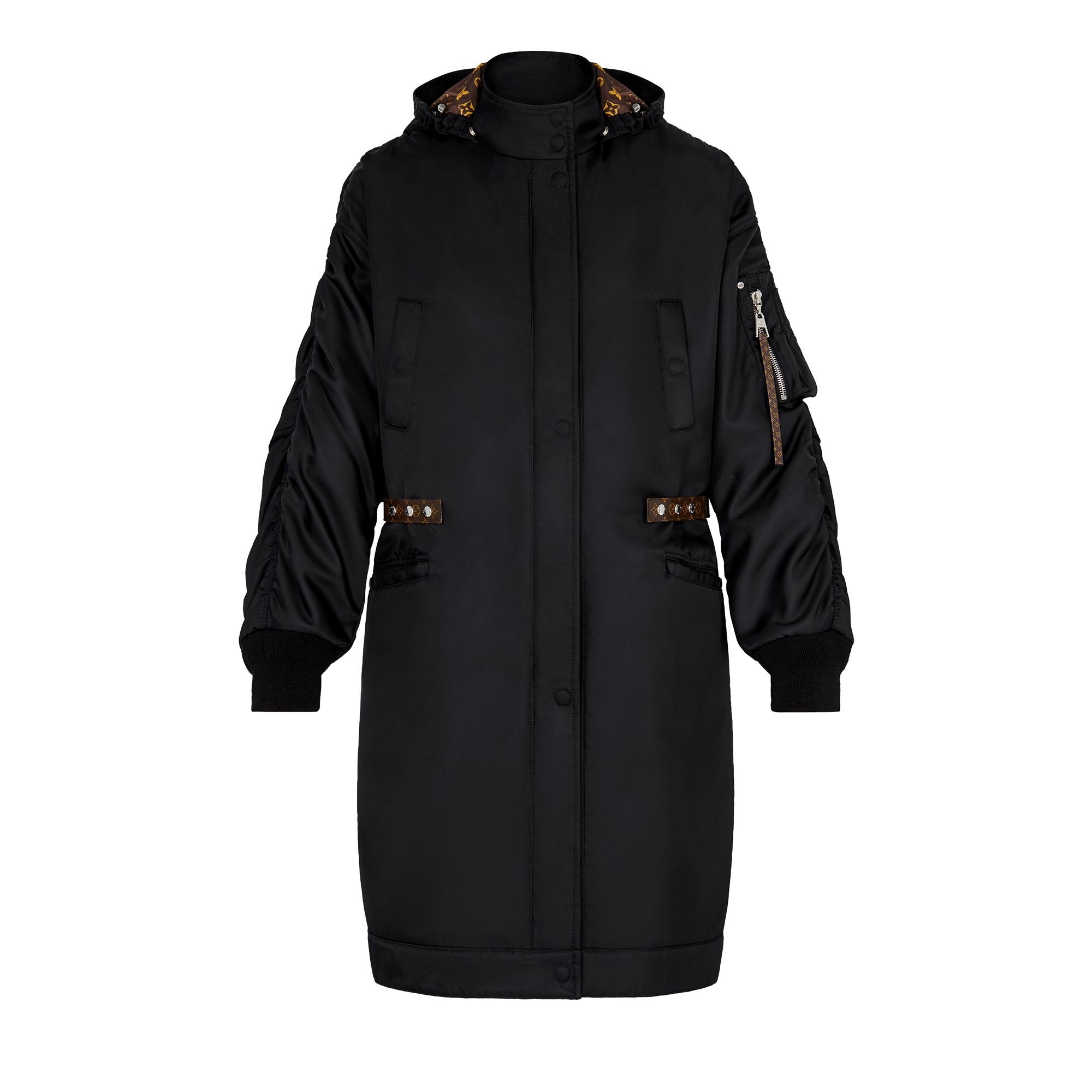 Oversized Black Parka With Monogram Lining - 1