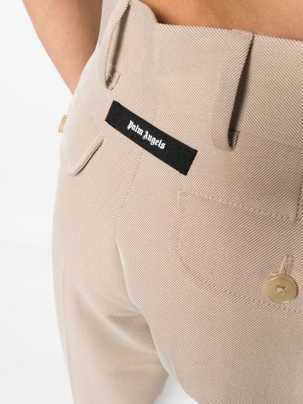 crochet-stripe cotton trousers - 5