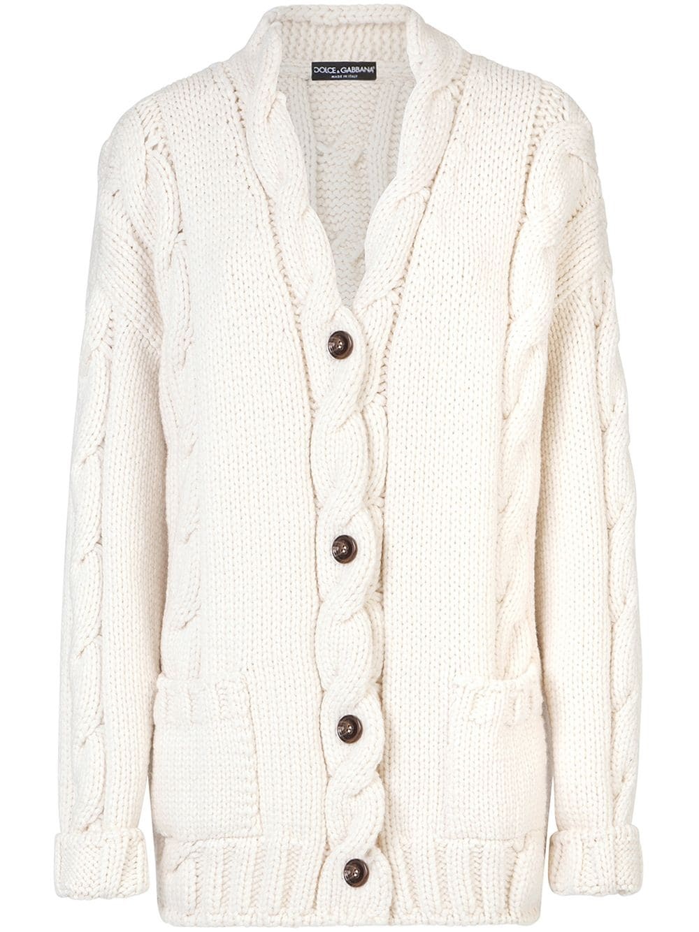 cable-knit wool cardigan - 1