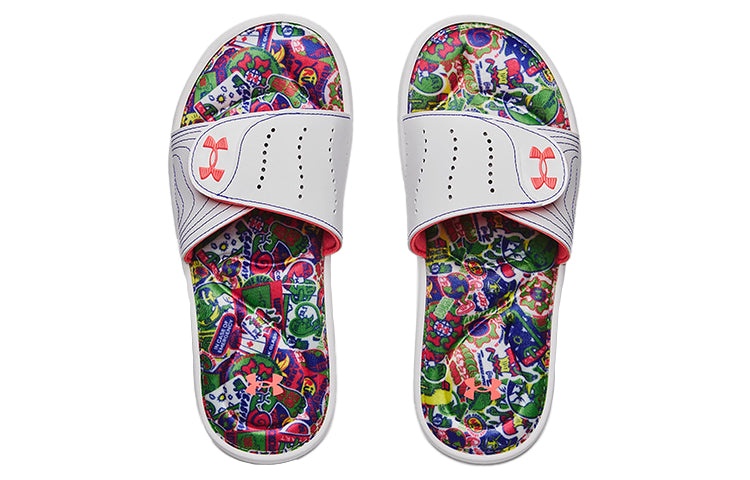 (WMNS) Under Armour Ignite 6 Graphic Footbed Slide 'White Blitz Red' 3023767-108 - 5