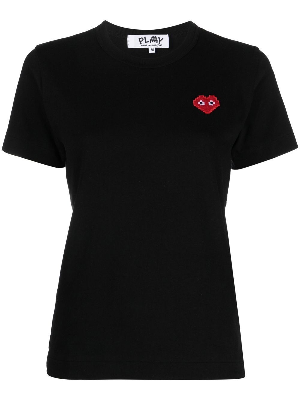 pixel heart embroidery T-shirt - 1