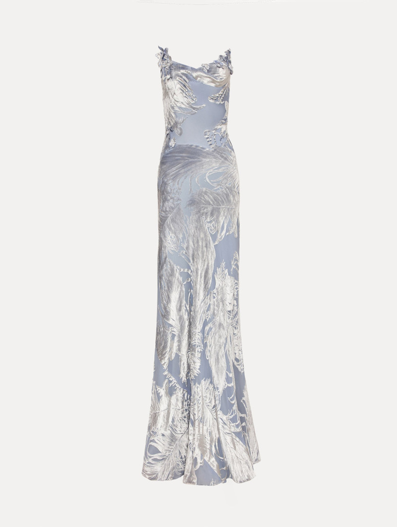 FEATHER VELVET DEVORÉ GOWN 1