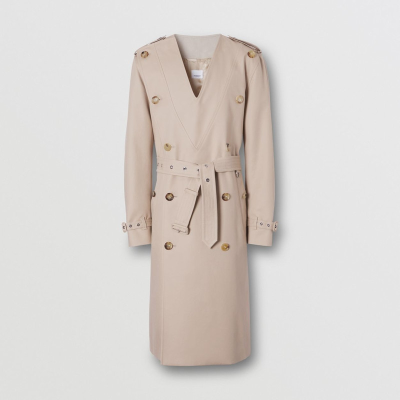 Cotton Gabardine V-neck Trench Coat 3