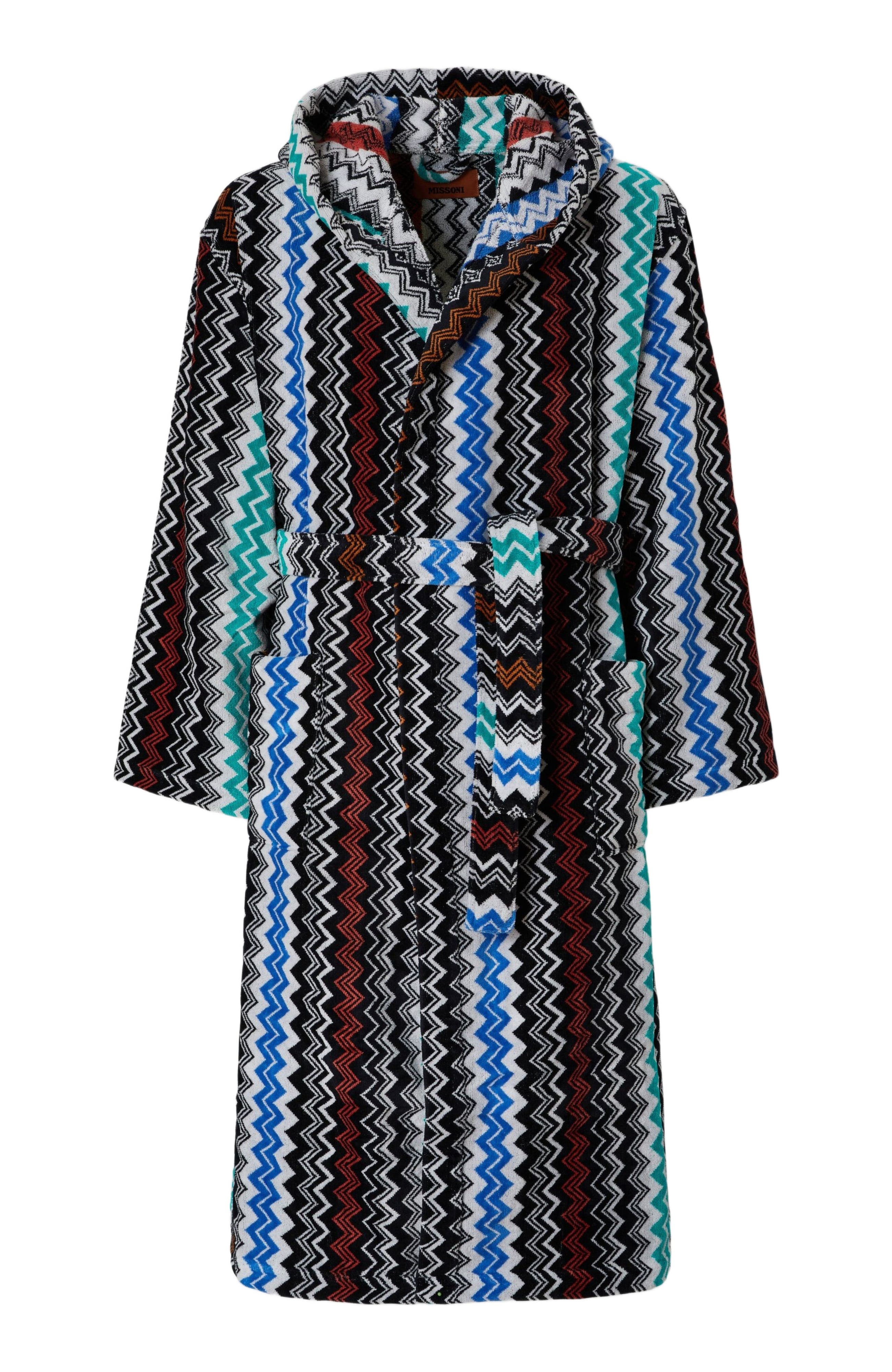 Missoni Home Neoclassic Bathrobe In Cotton Terry With Zigzag Pattern in Black at Nordstrom - 2
