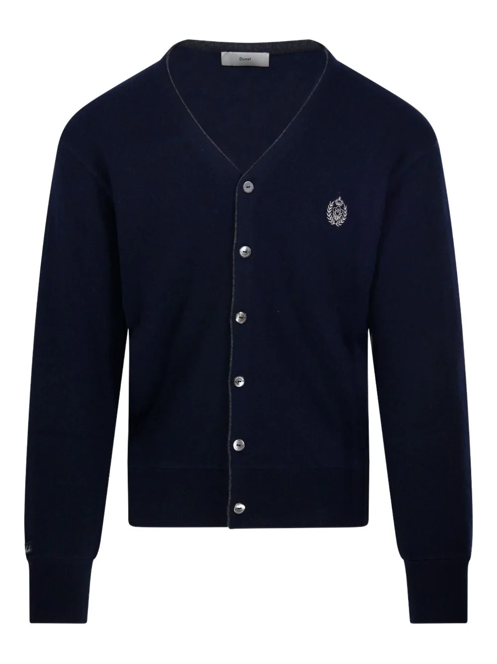 crest-embroidered cardigan - 1