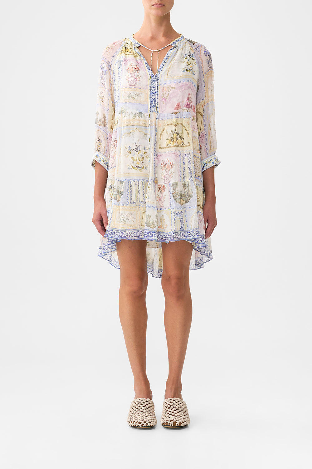 SHORT GATHERED PANEL DRESS - 8