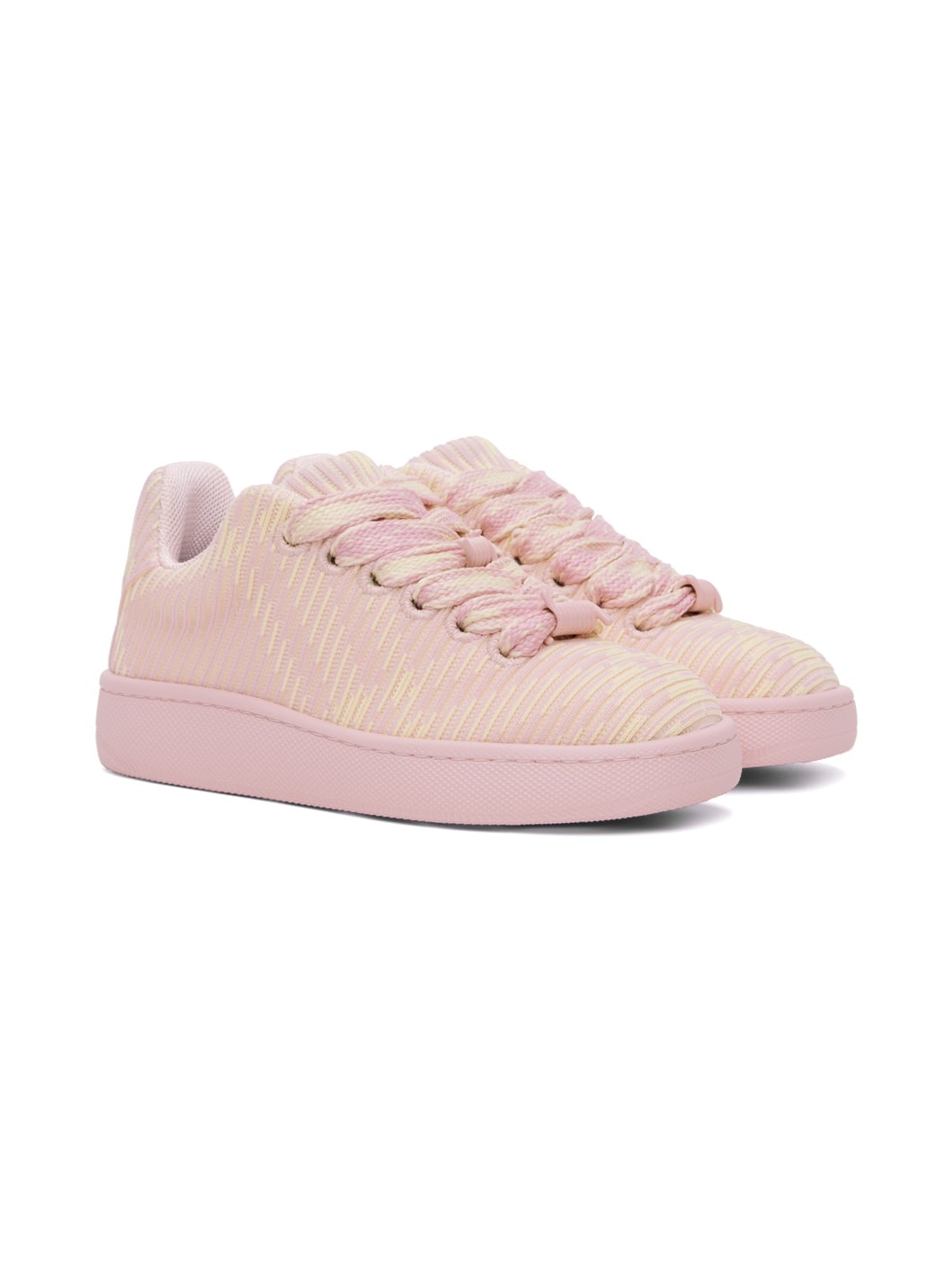 Pink Check Knit Box Sneakers - 4