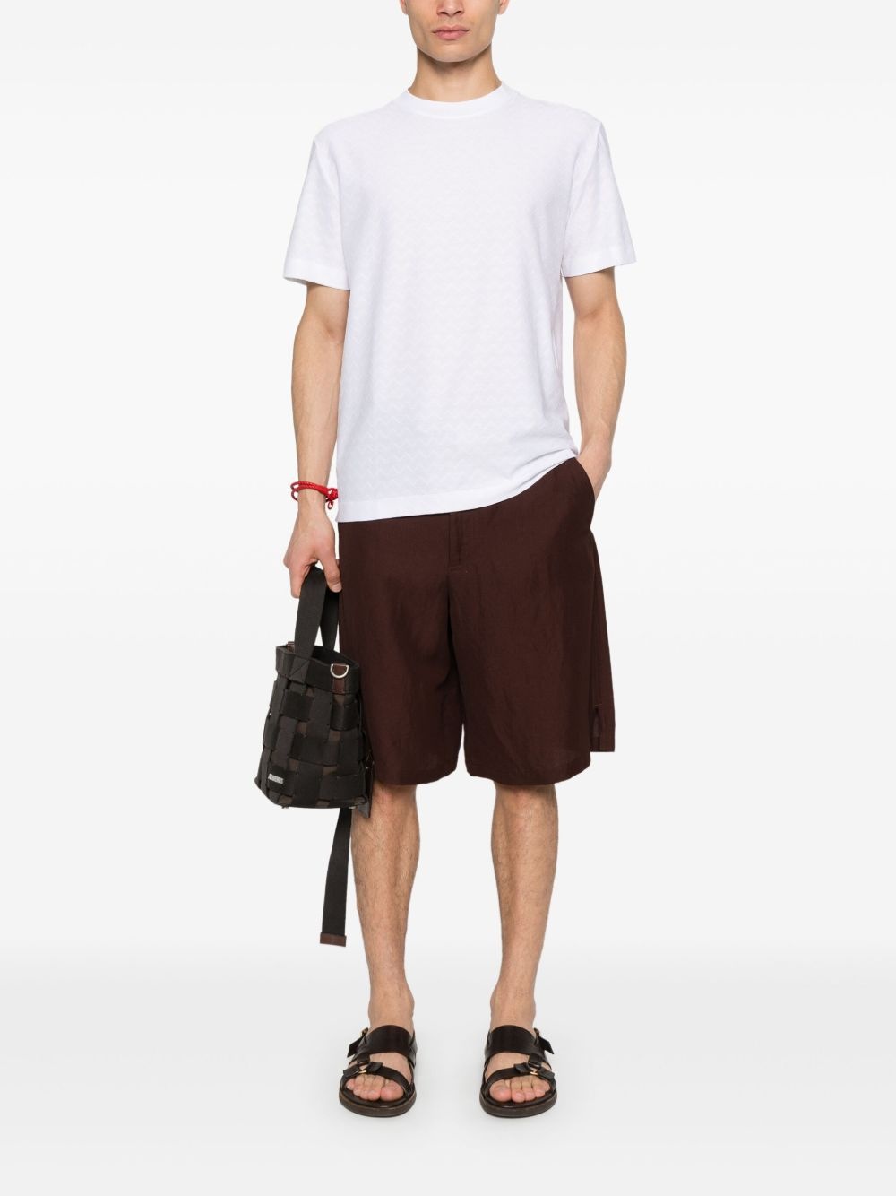 tonal-zigzag cotton T-shirt - 2