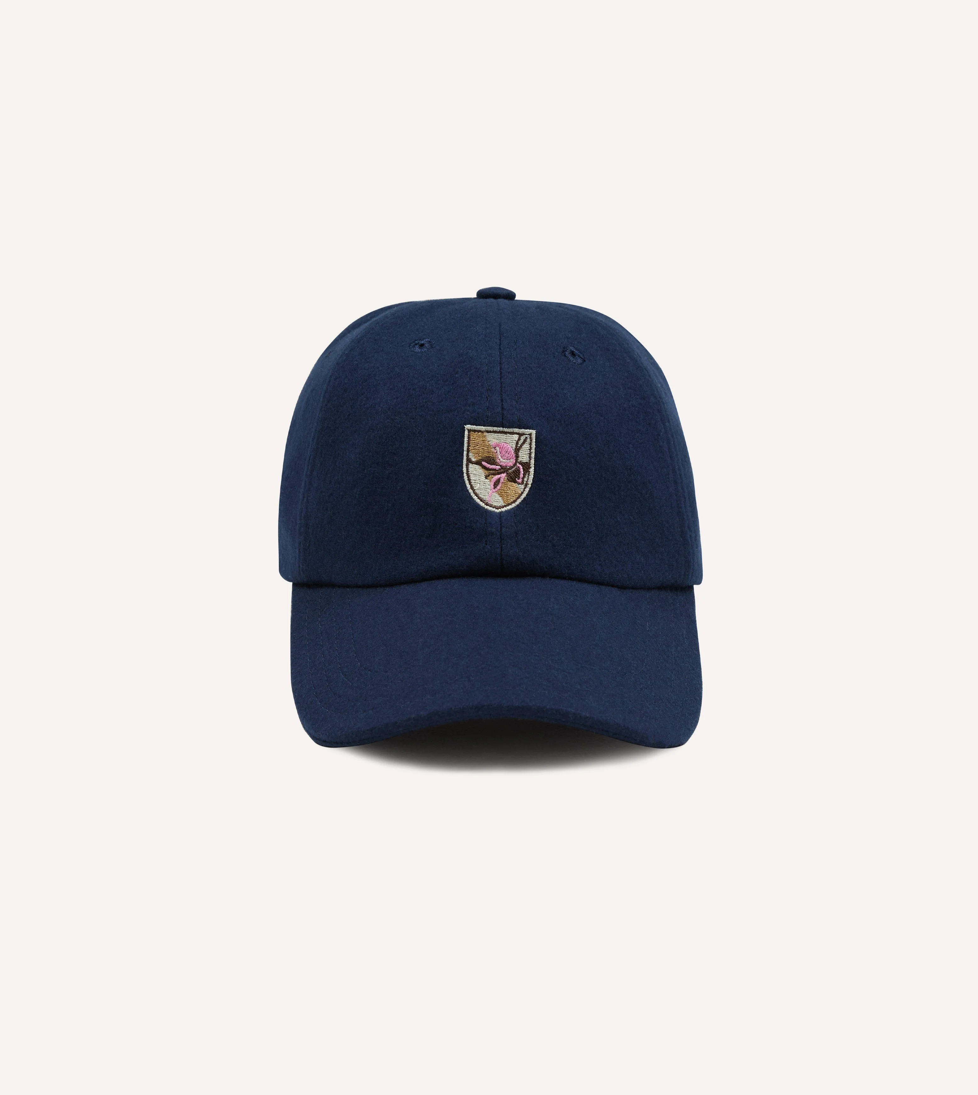 Navy 'Crests' Merino Wool Baseball Cap - 1