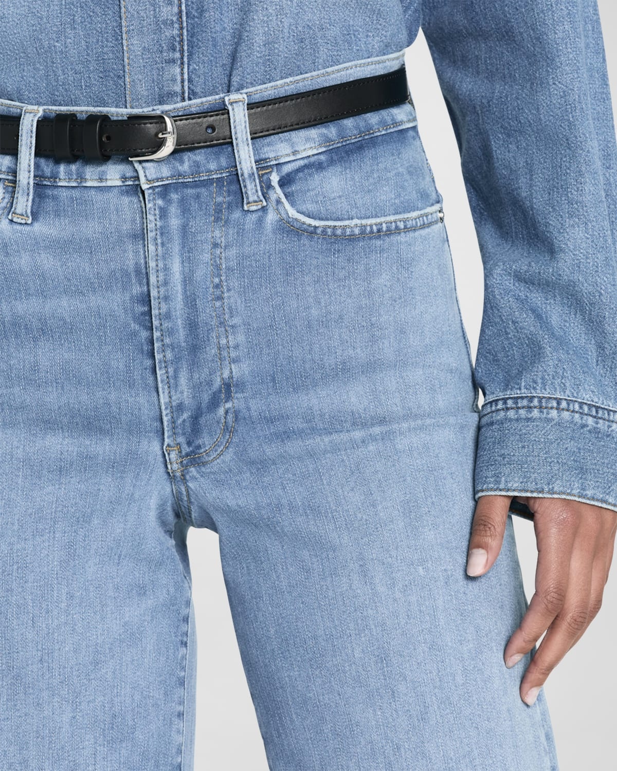 Le Slim Palazzo Raw Fray Jeans - 5