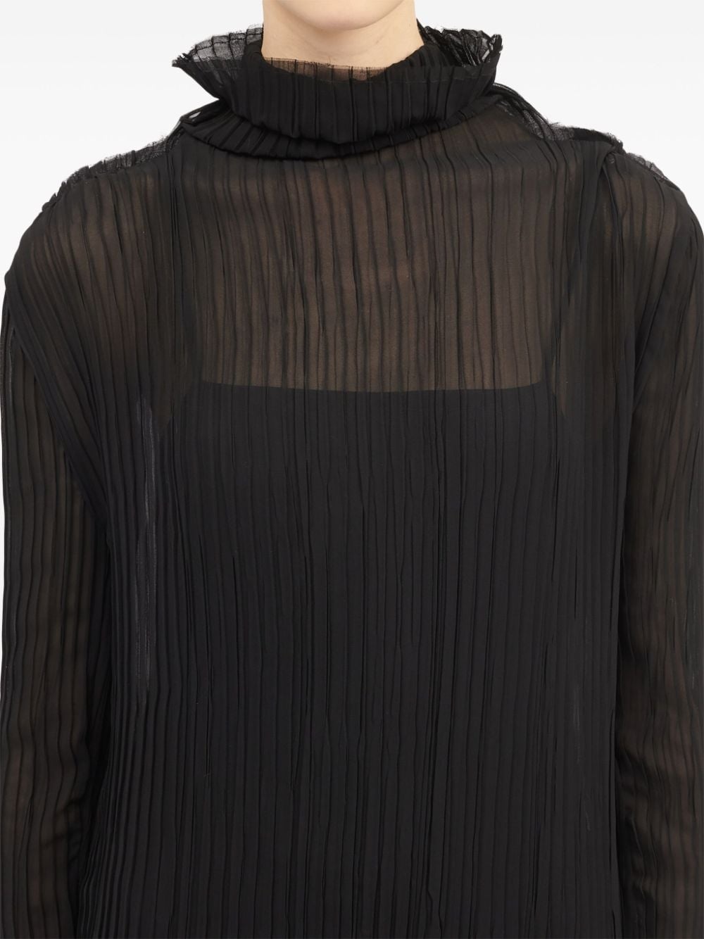 long sleeves plissÃ© midi dress - 5
