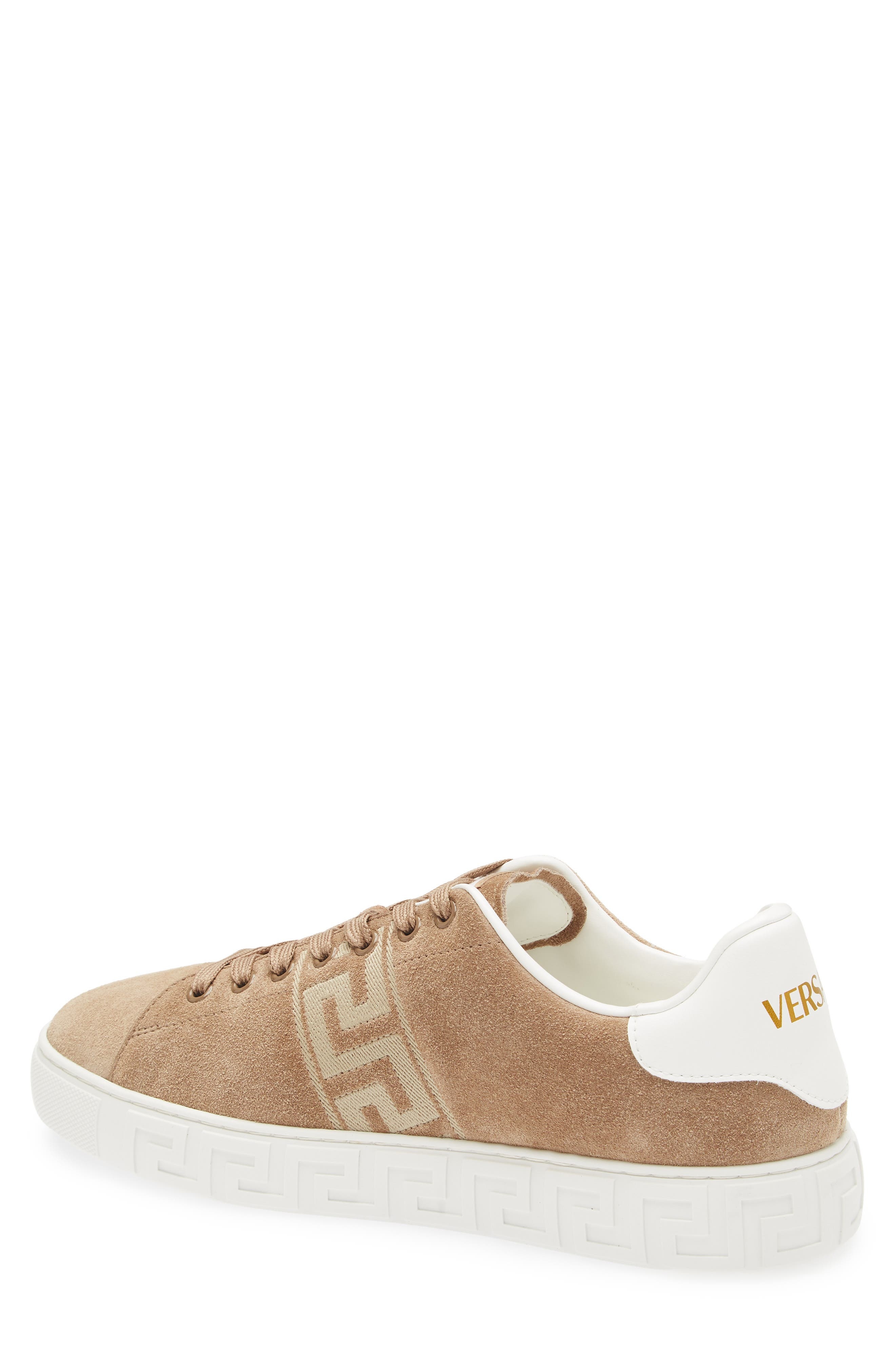 Versace Greca Suede Low Top Sneaker in Sand at Nordstrom - 2