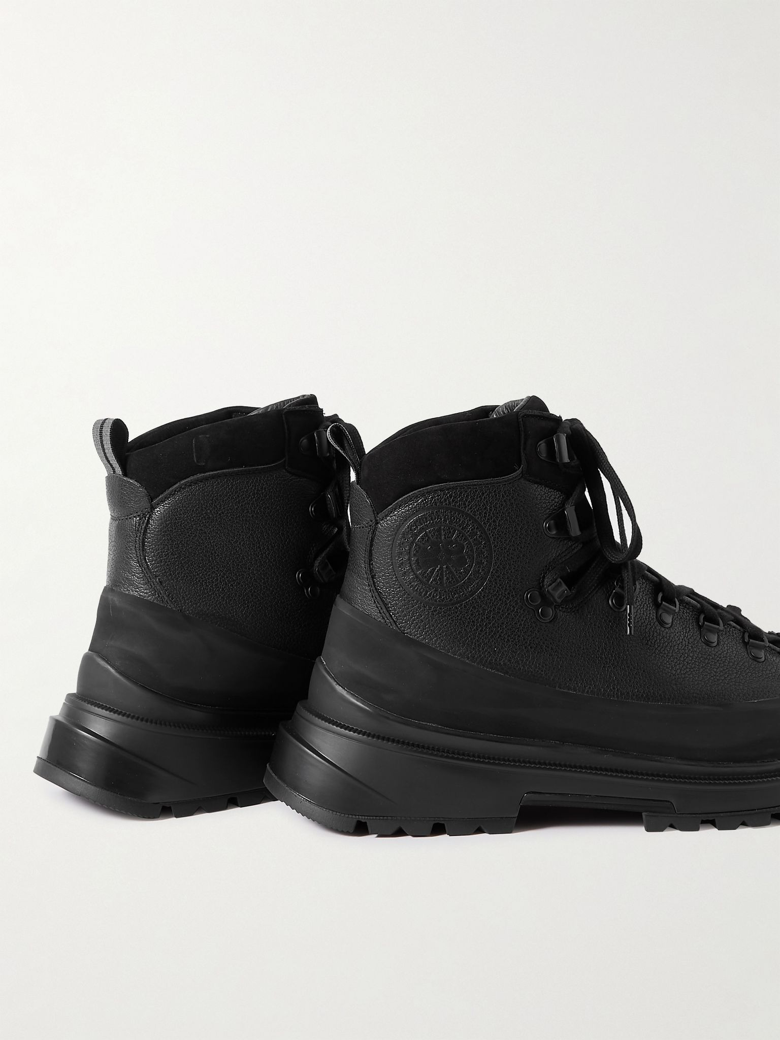 Journey Rubber and Nubuck-Trimmed Full-Grain Leather Hiking Boots Black - 4