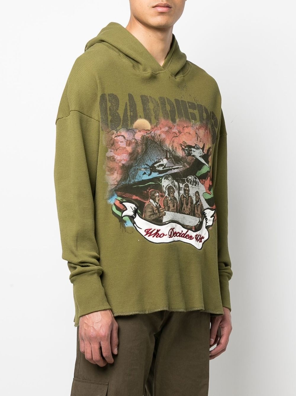 graphic-print raw-hem hoodie - 3
