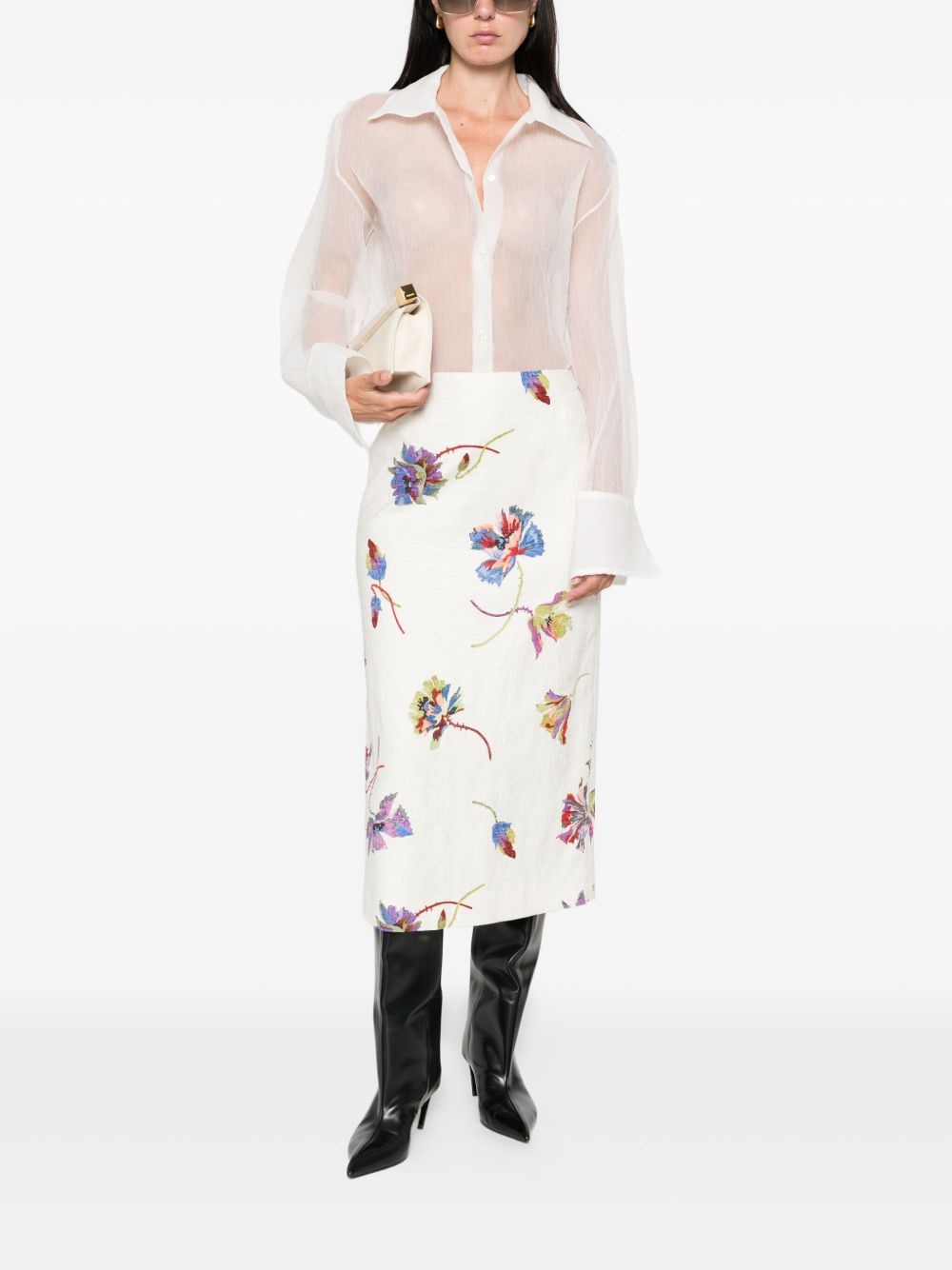 floral-print straight skirt - 2