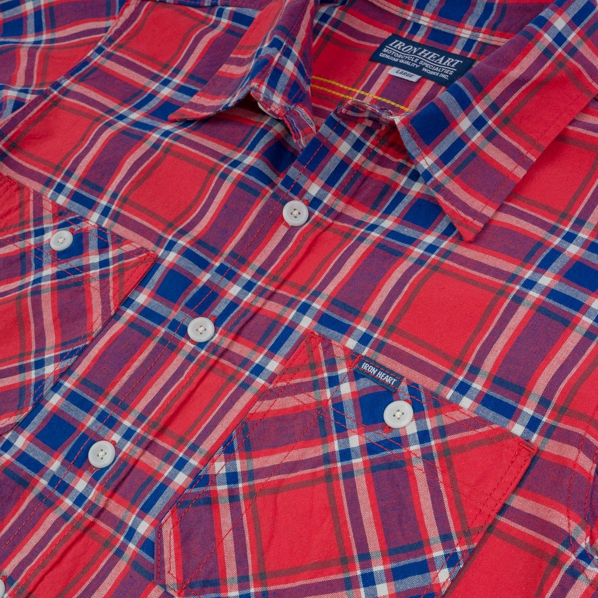 IHSH-356-RED 5oz Selvedge Madras Check Work Shirt - Red - 10