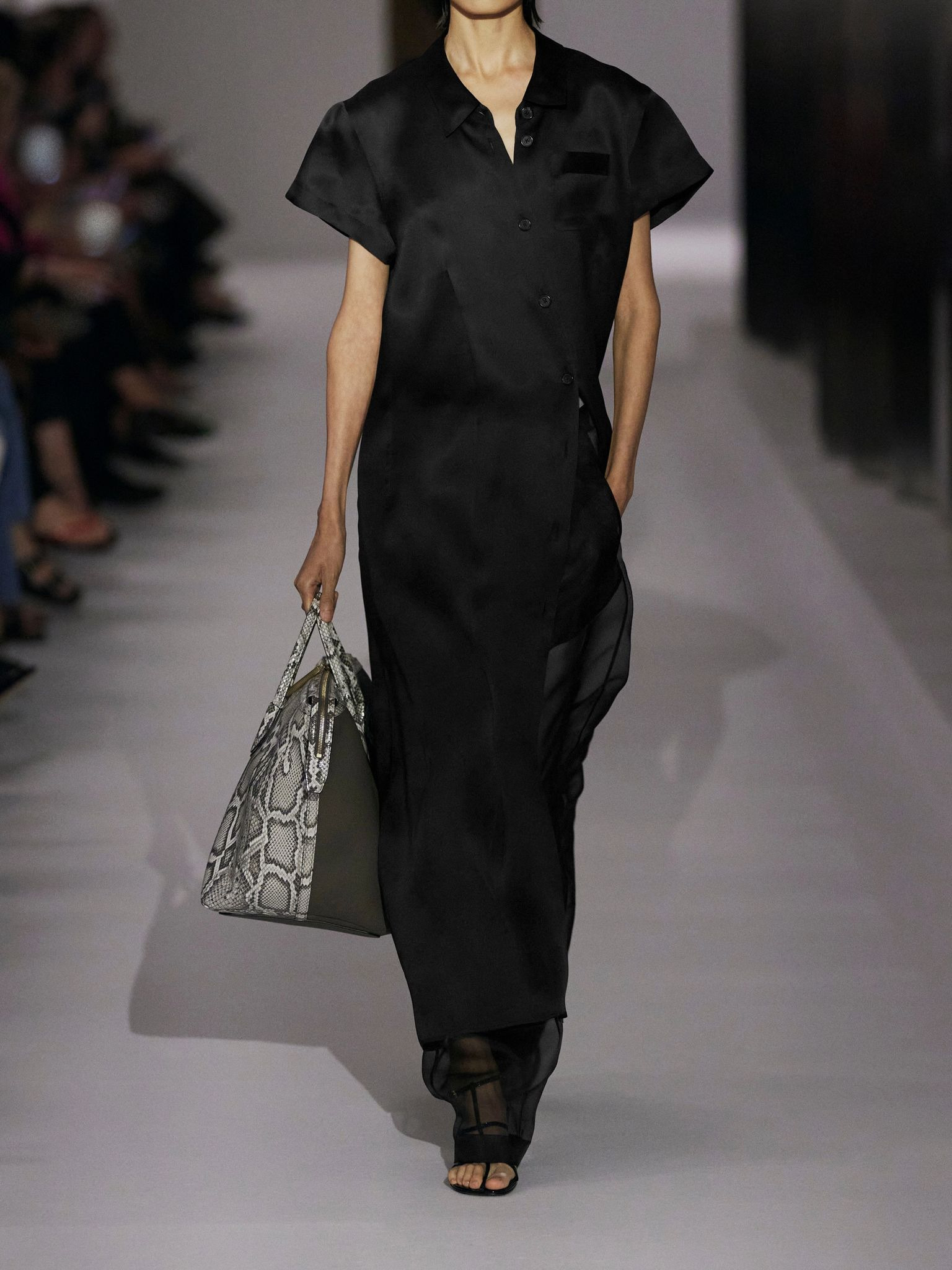 Effy silk and cotton-blend organza midi shirt dress Black - 5