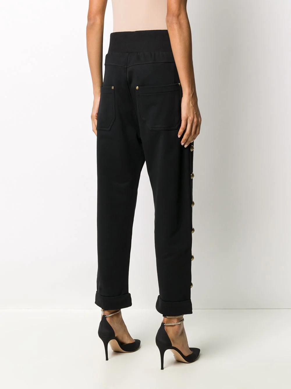 embossed-buttons drawstring trousers - 4