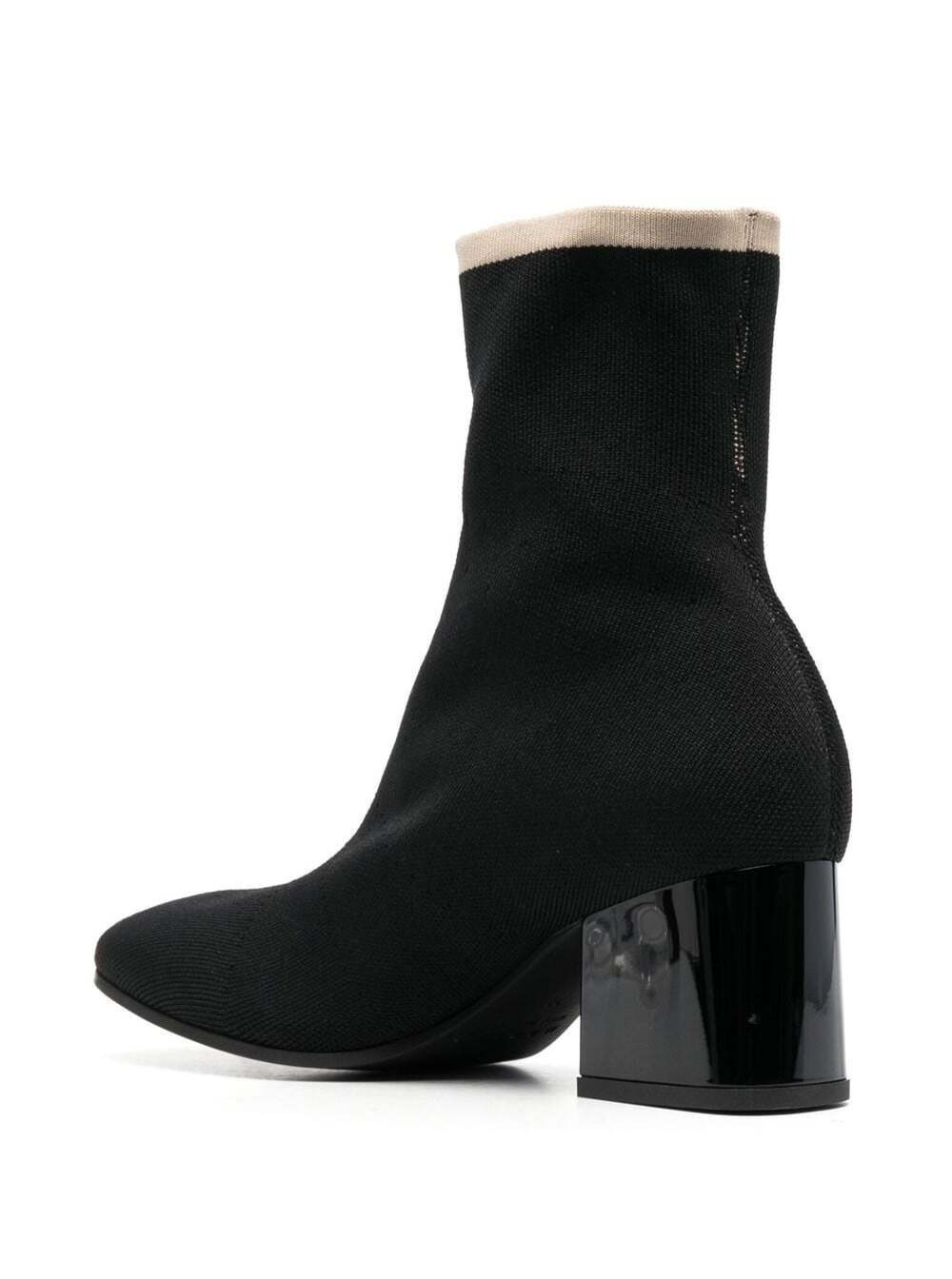 Marni Women Black Ankle Boot In Leather With Medium And Wide Heel Ecru-Colored Details - 3