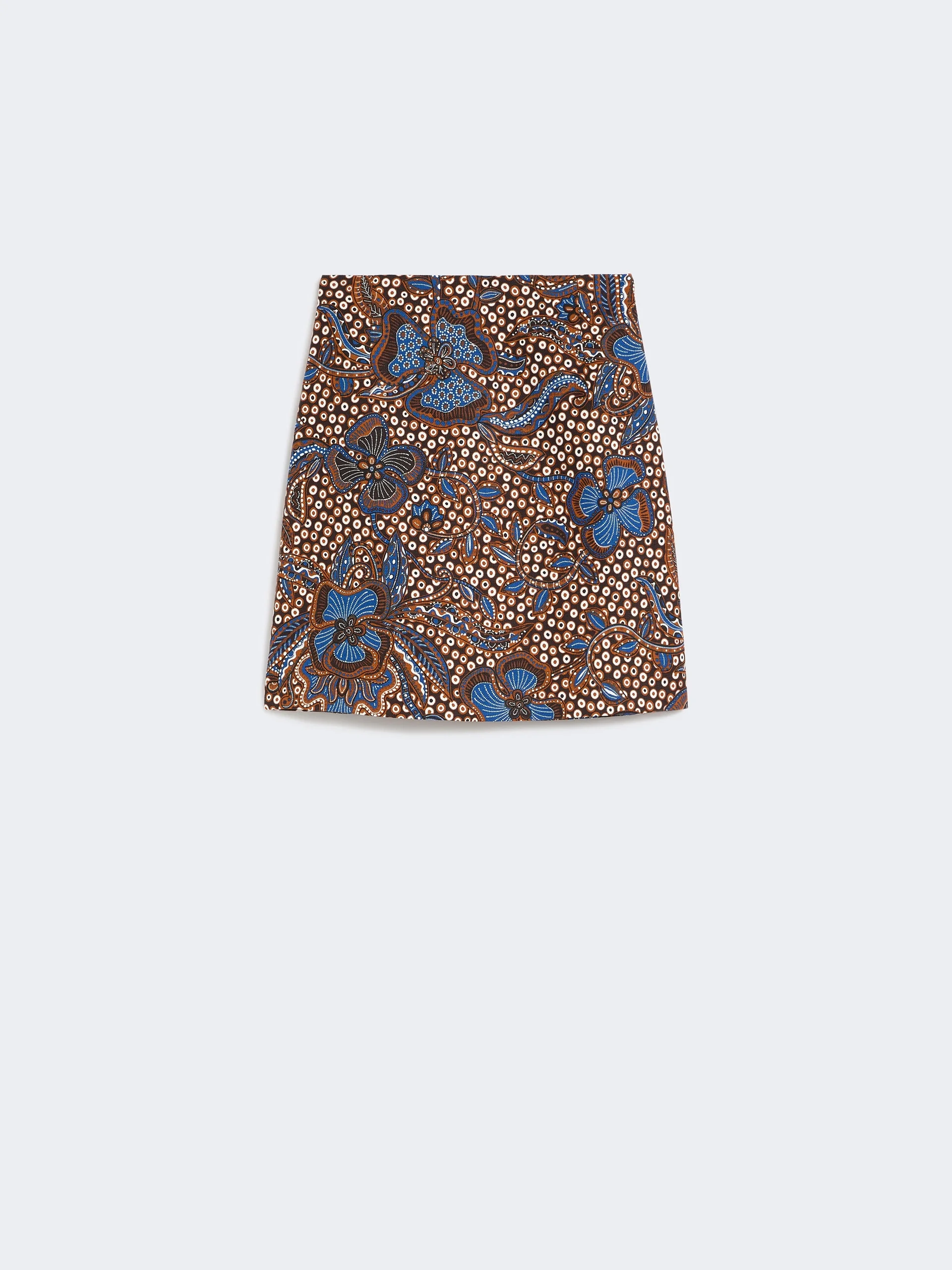 FUNGO Printed stretch cotton short skirt - TOBACCO - 1
